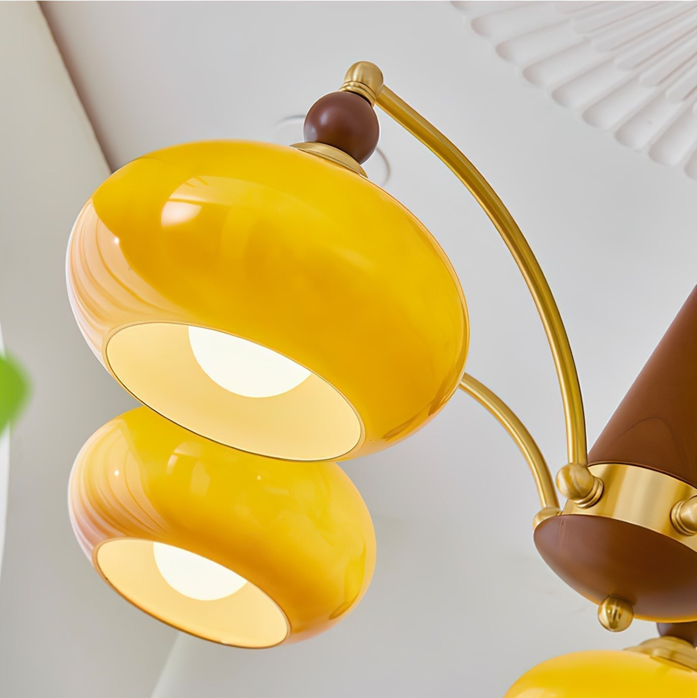 Lustra Pendant Lamp Retro Yellow Glass Brass - Letslighting