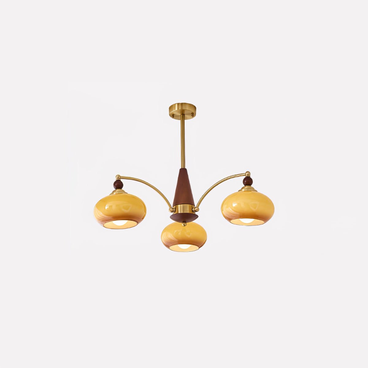 Lustra Pendant Lamp Retro Yellow Glass Brass - Letslighting