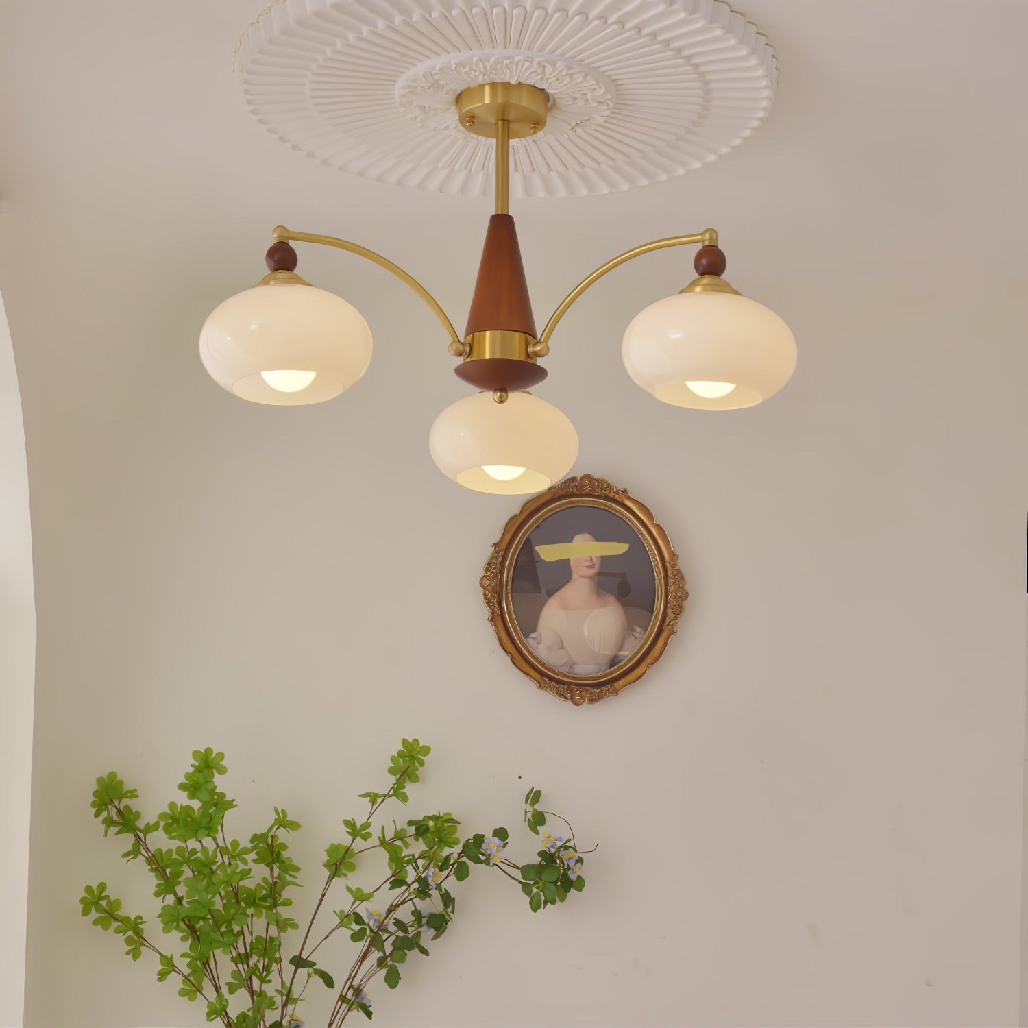 Lustra Pendant Lamp Retro Yellow Glass Brass - Letslighting