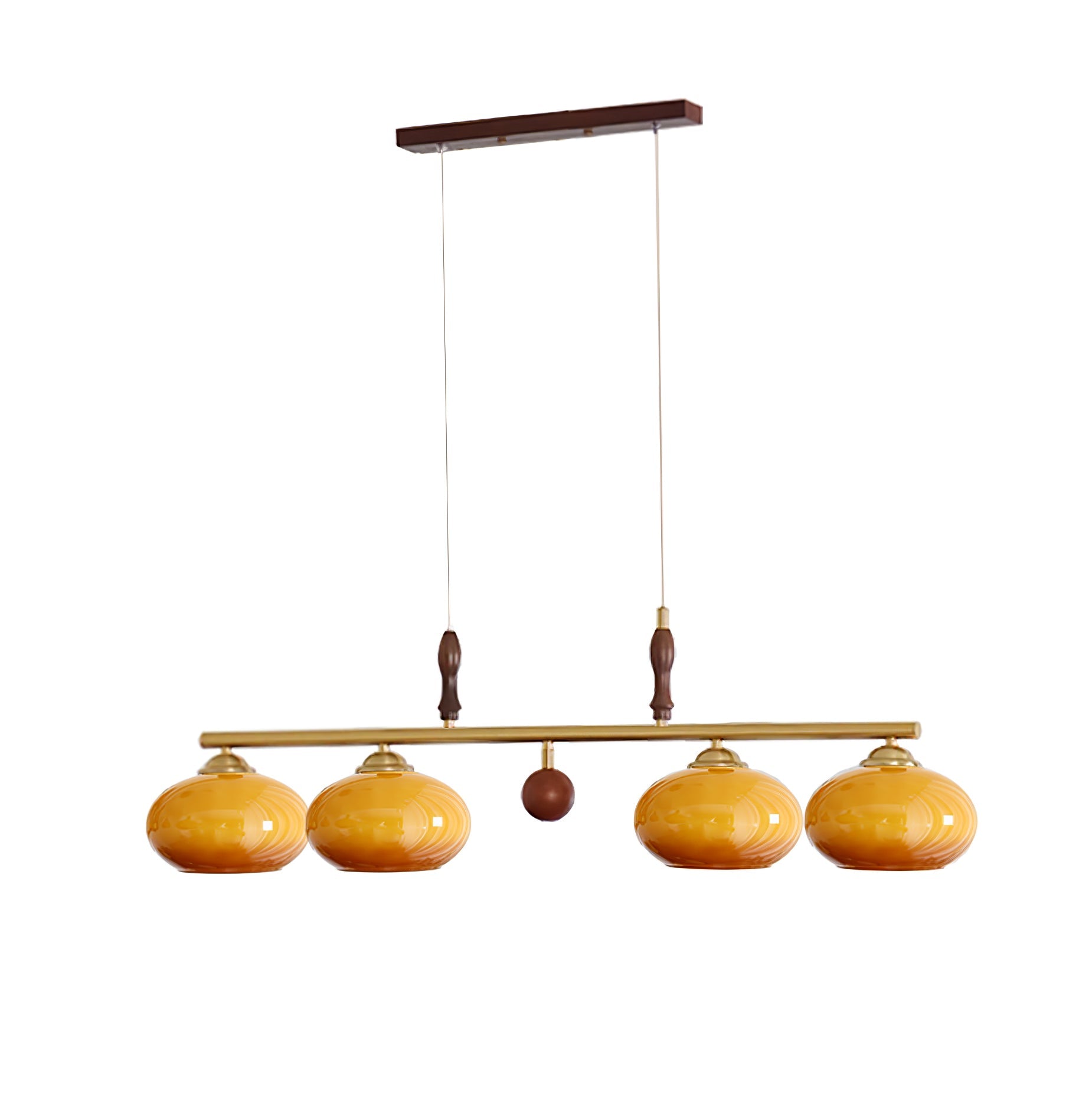 Lustra Pendant Lamp Retro Yellow Glass Brass - Letslighting