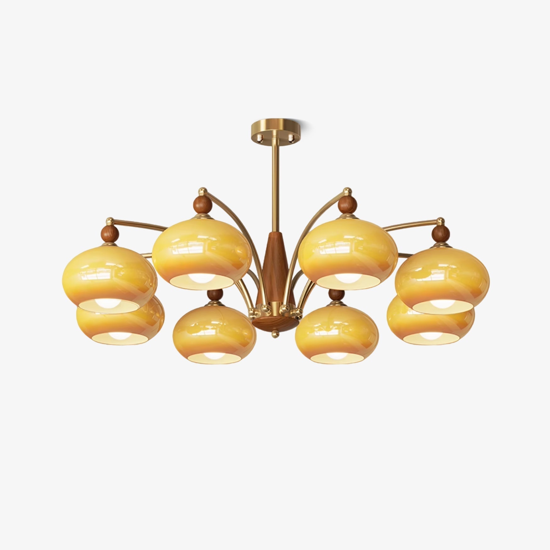 Lustra Pendant Lamp Retro Yellow Glass Brass - Letslighting