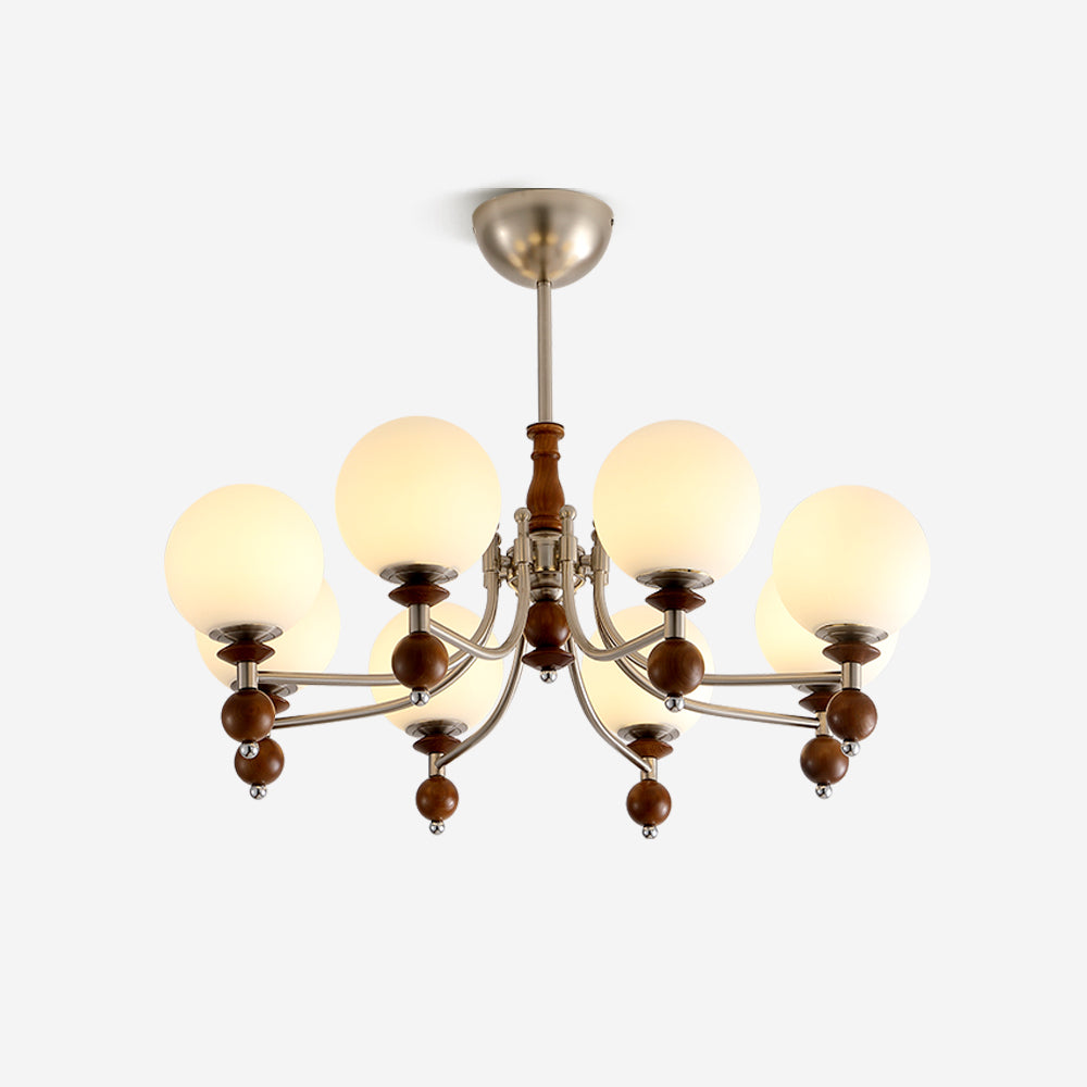 Retro Ellan Chandelier Glass Globe Polished - Letslighting