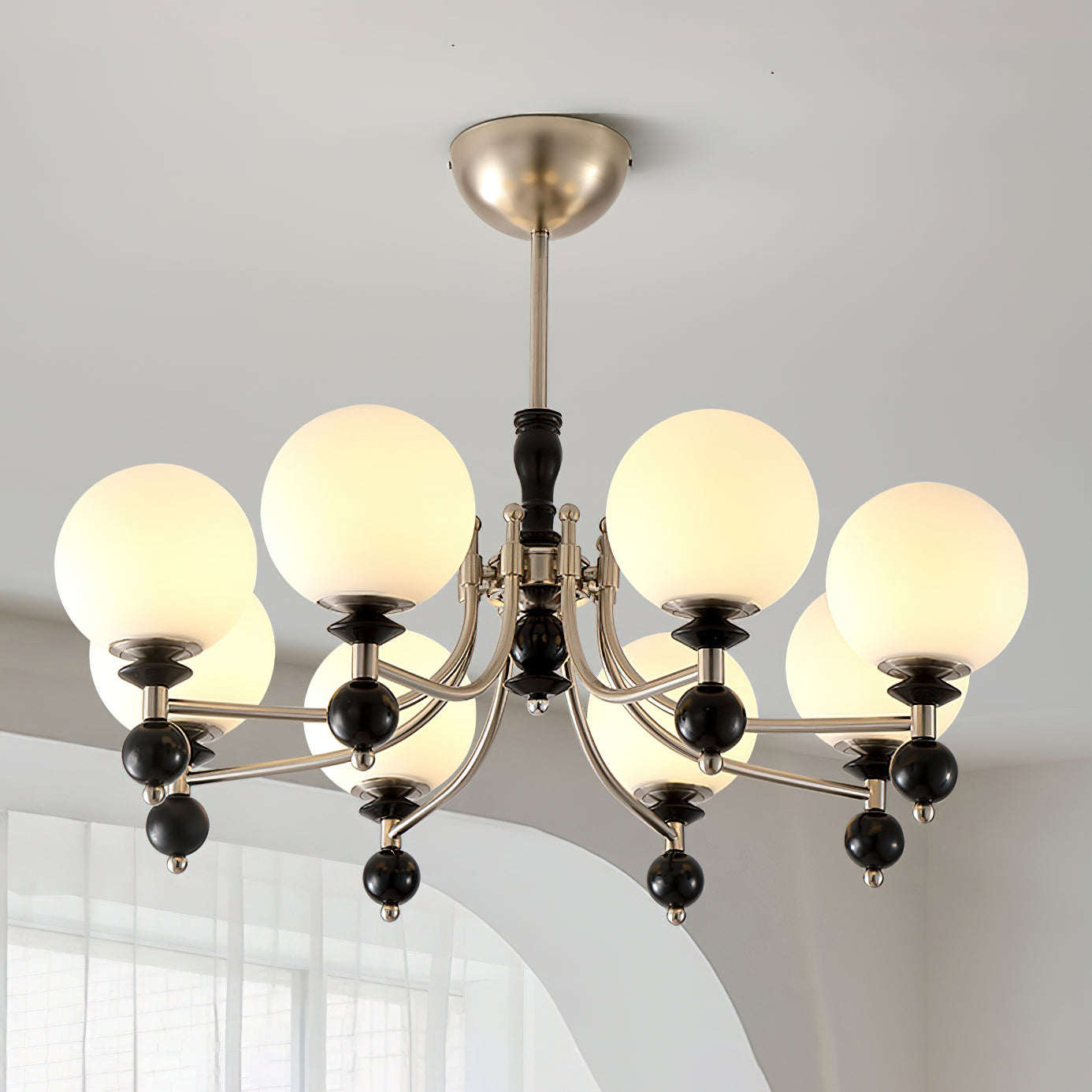 Retro Ellan Chandelier Glass Globe Polished - Letslighting