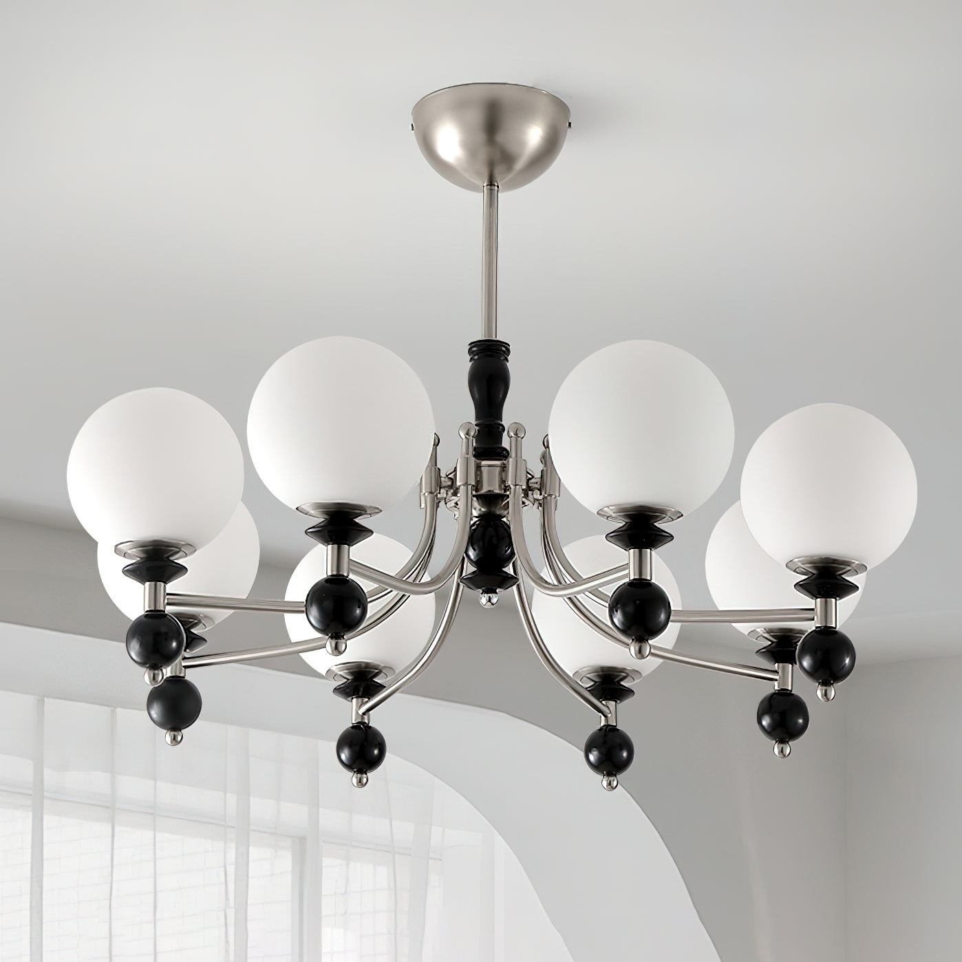 Retro Ellan Chandelier Glass Globe Polished - Letslighting