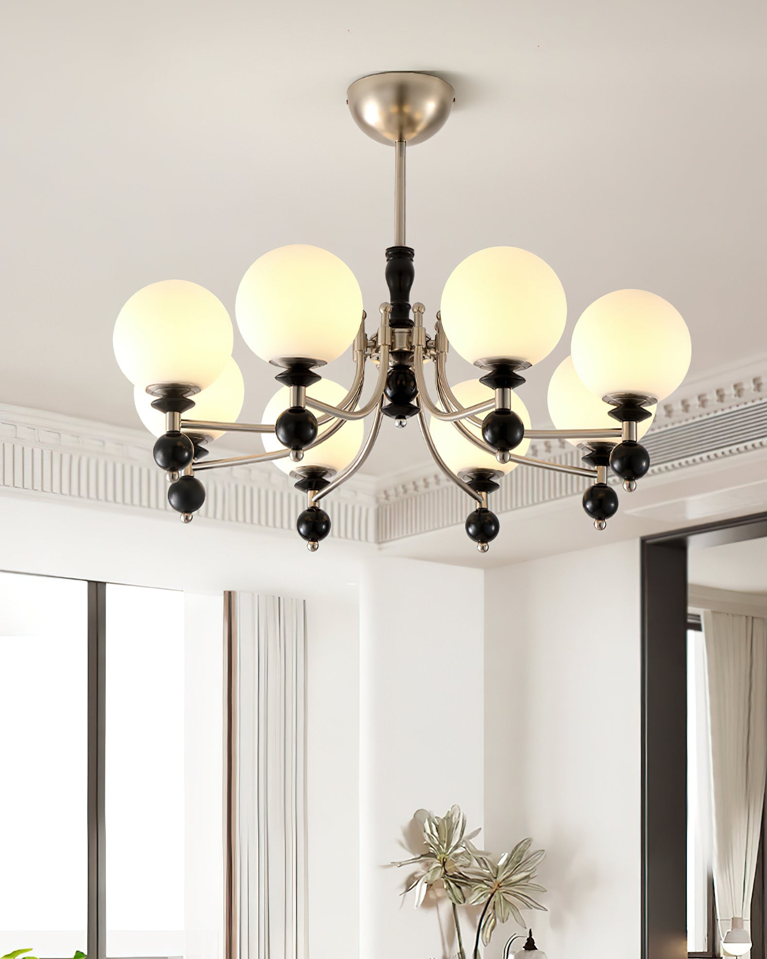 Retro Ellan Chandelier Glass Globe Polished - Letslighting