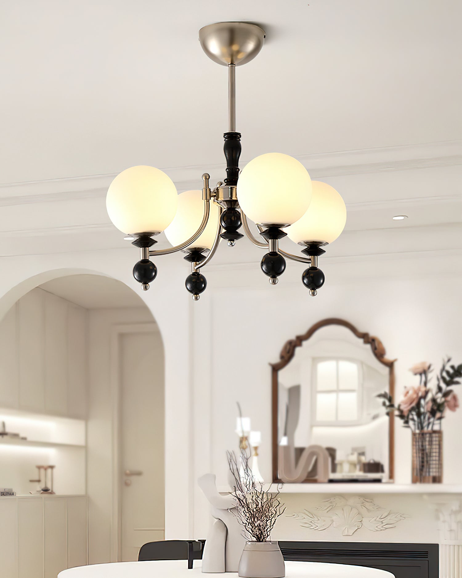 Retro Ellan Chandelier Glass Globe Polished - Letslighting