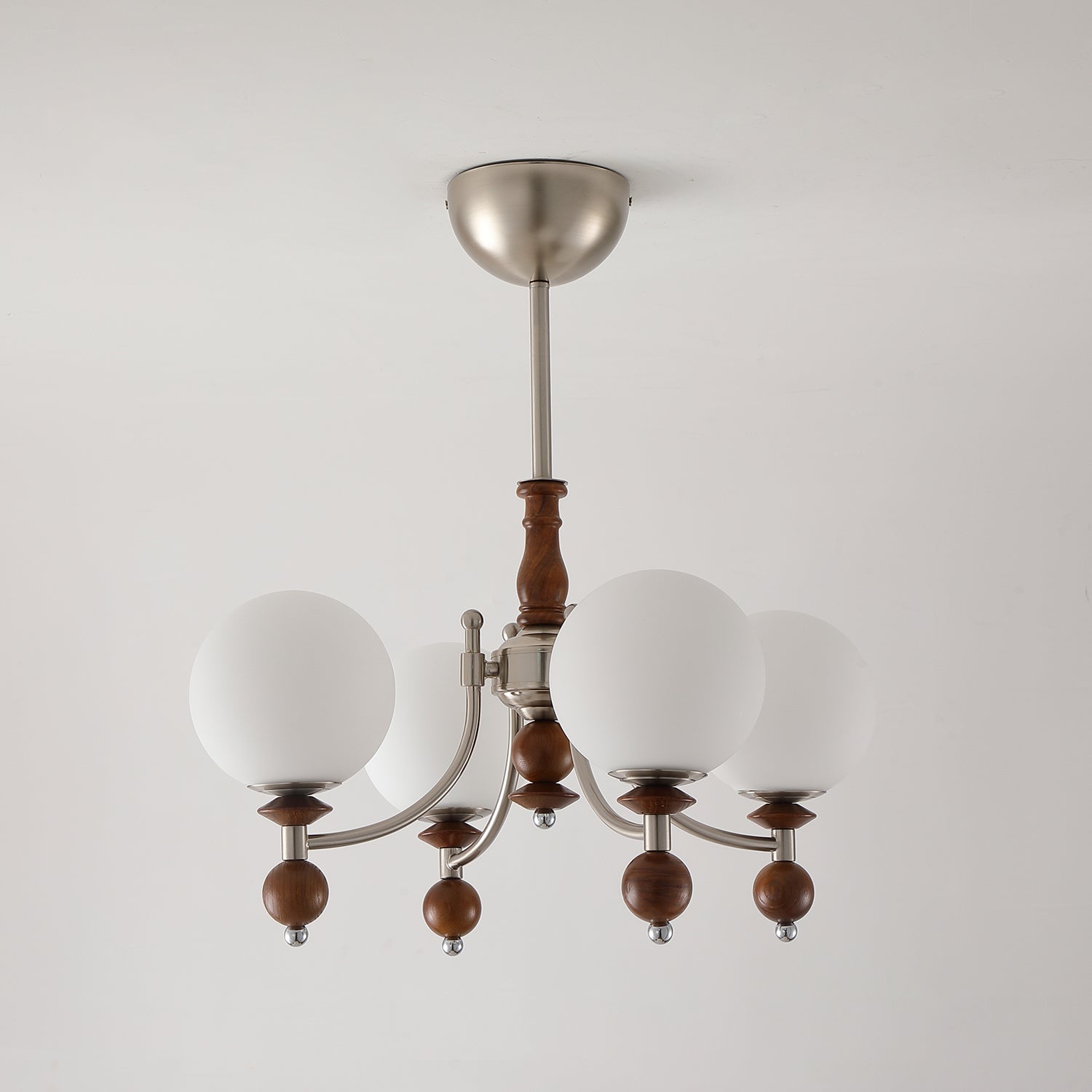 Retro Ellan Chandelier Glass Globe Polished - Letslighting