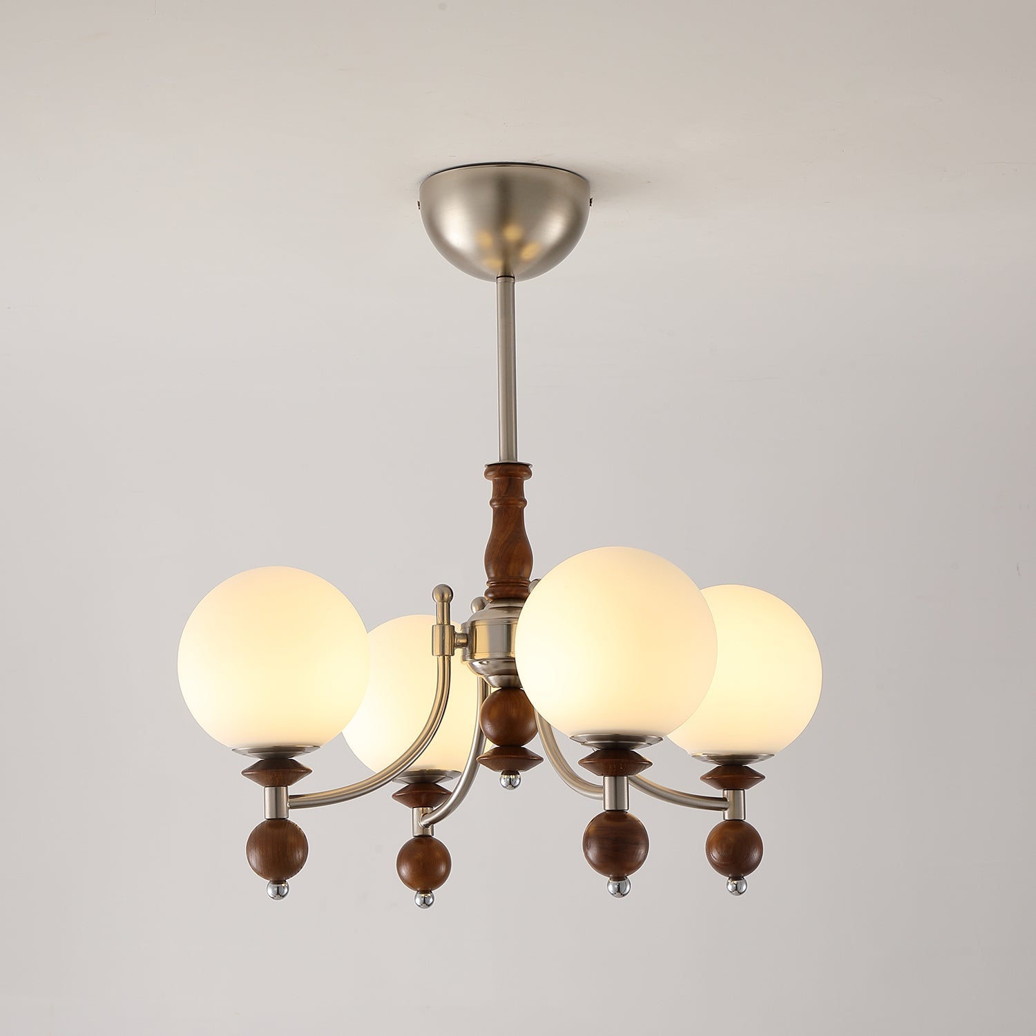 Retro Ellan Chandelier Glass Globe Polished - Letslighting