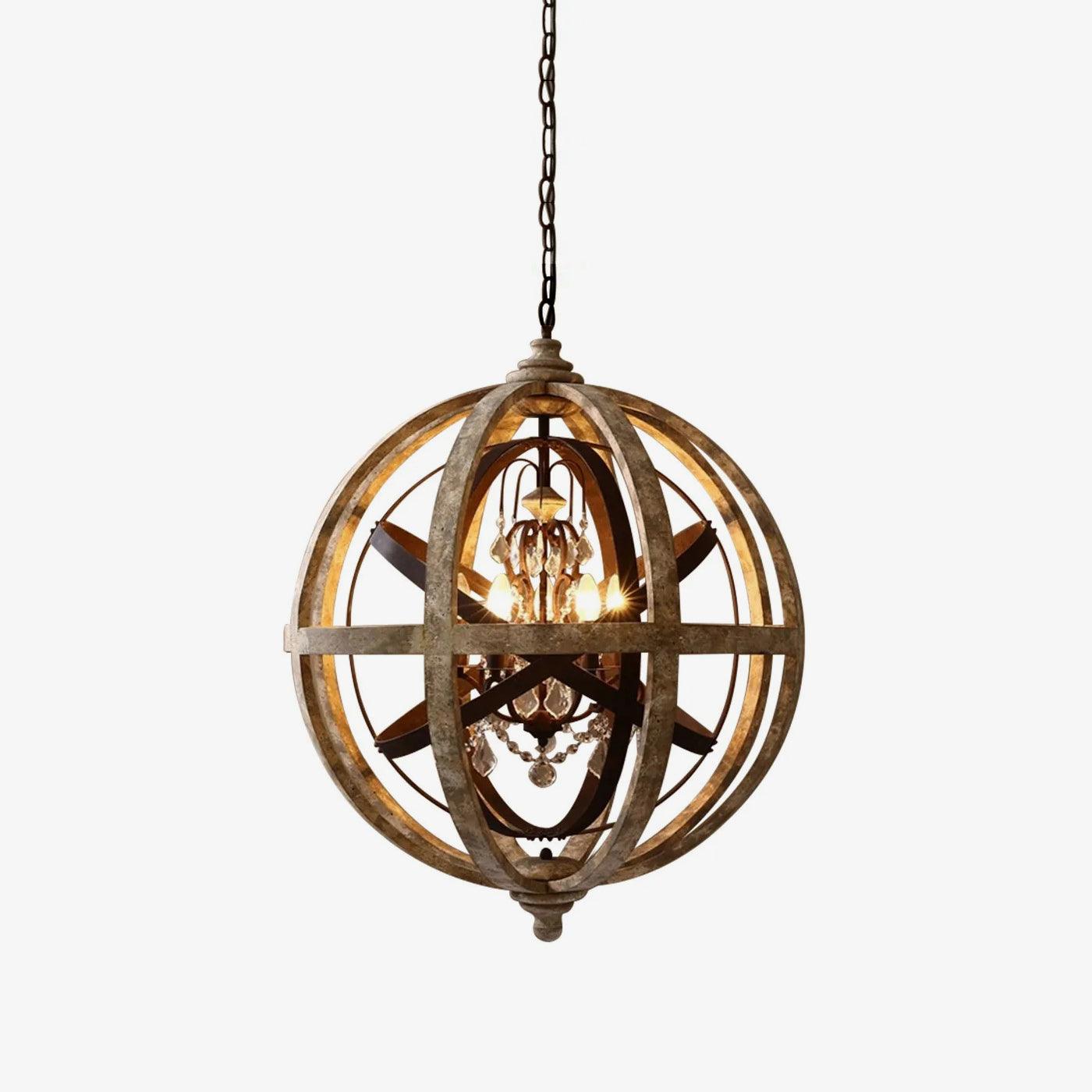 Lustra Chandelier Retro Globe with Weathered Wood - Letslighting