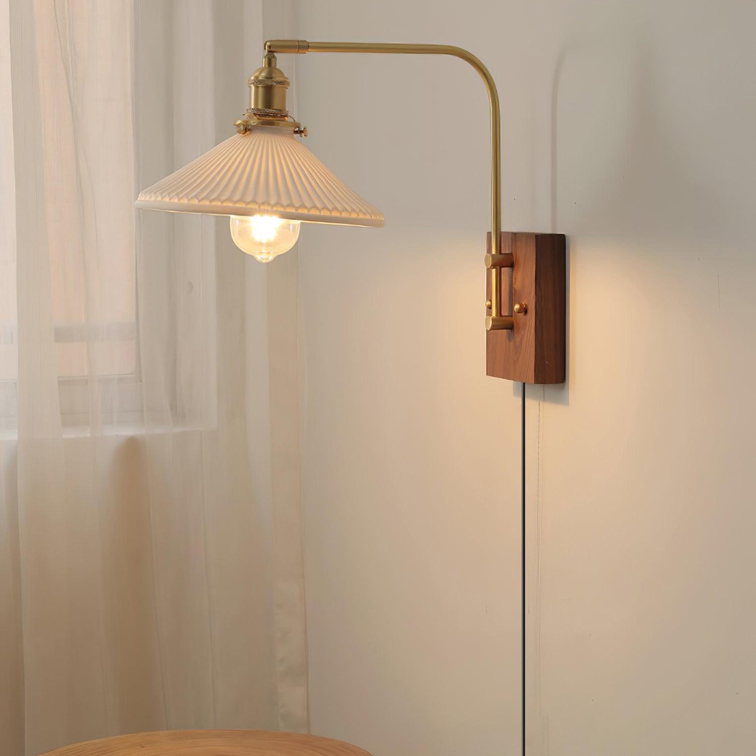 Wall Light Retro Plug In with Brass, Walnut French Elegance - Letslighting