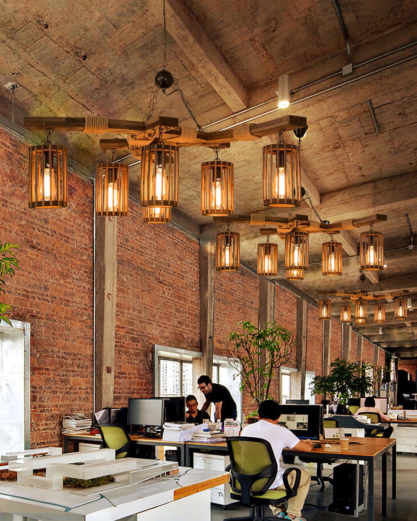 Lustra Chandelier Retro Solid Wood Industrial - Letslighting