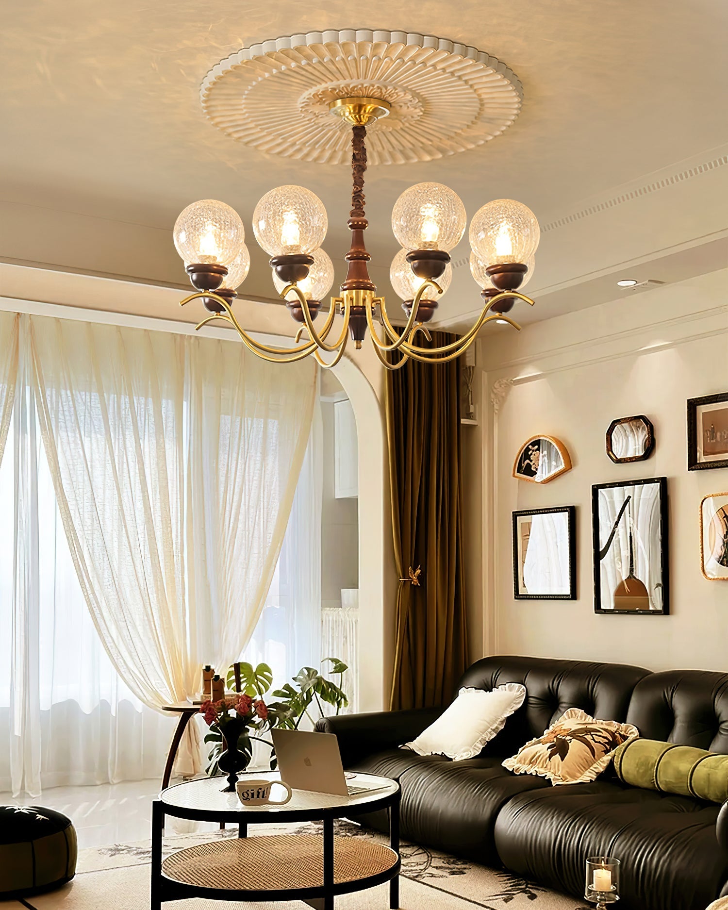 Teresie Chandelier Brass Retro - Letslighting