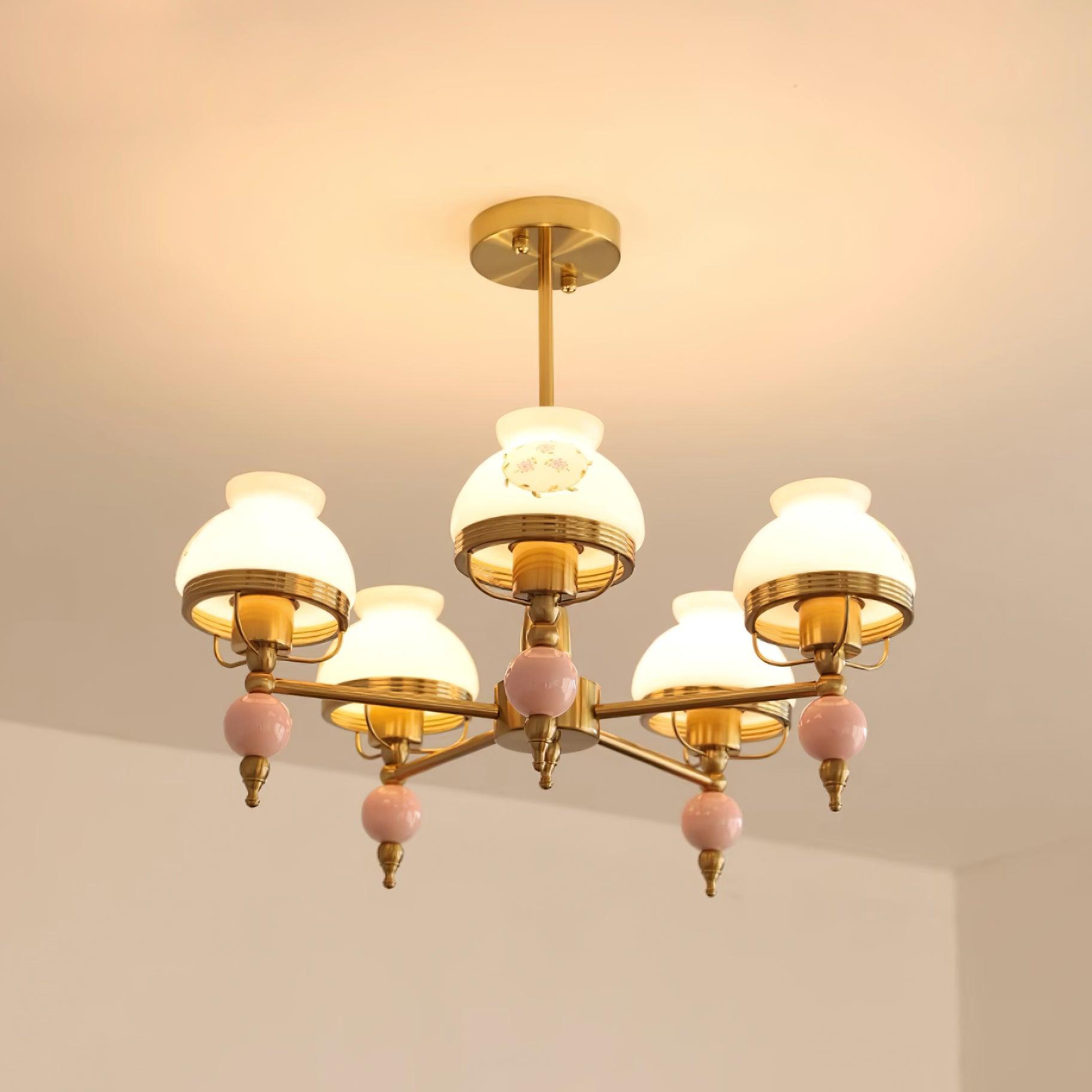 Chandelier Glass and Fixture for Dining or Living Room Vintage - Letslighting