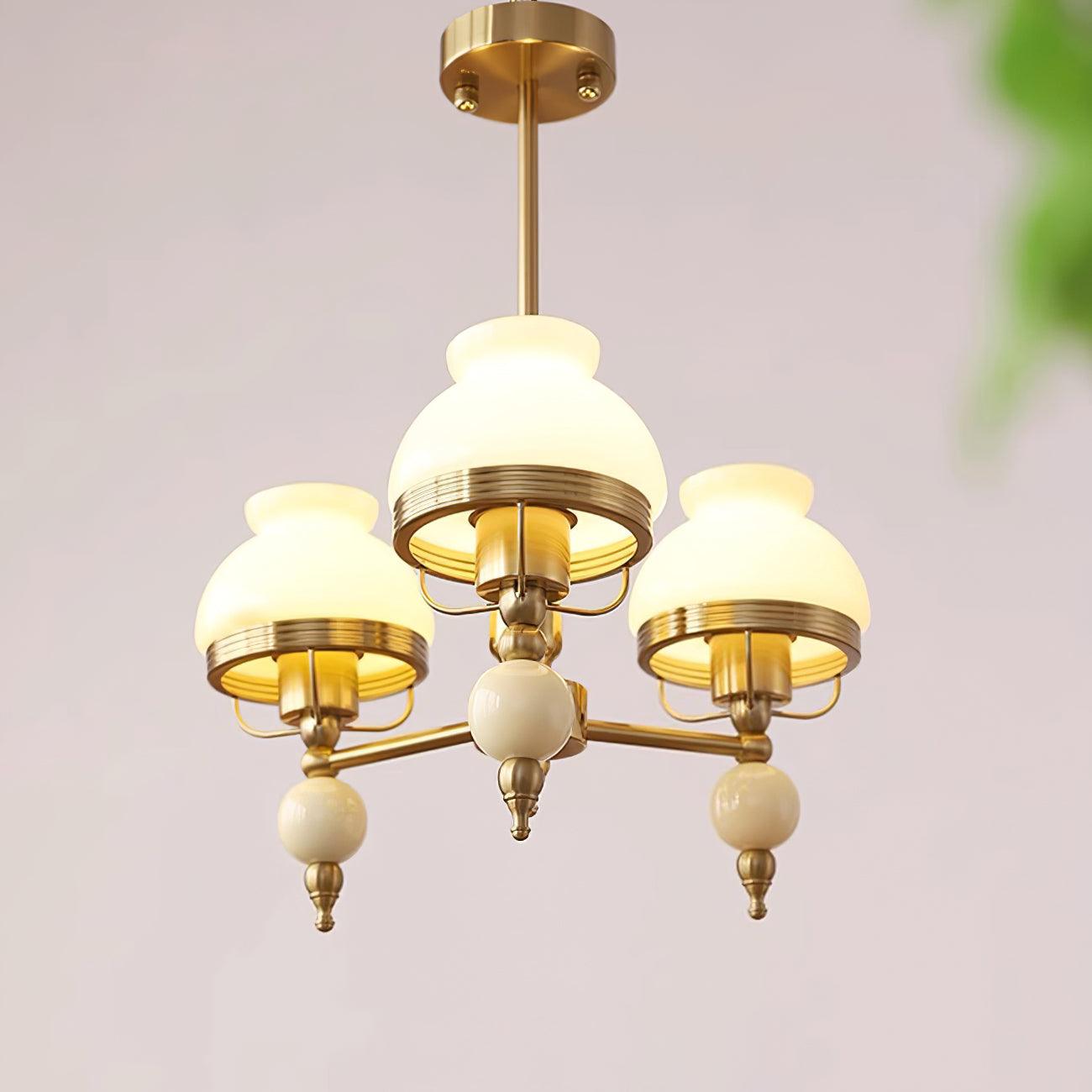 Chandelier Glass and Fixture for Dining or Living Room Vintage - Letslighting