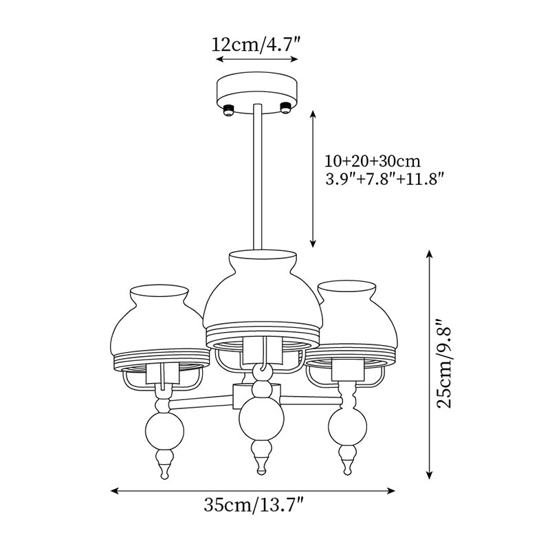 Chandelier Glass and Fixture for Dining or Living Room Vintage - Letslighting