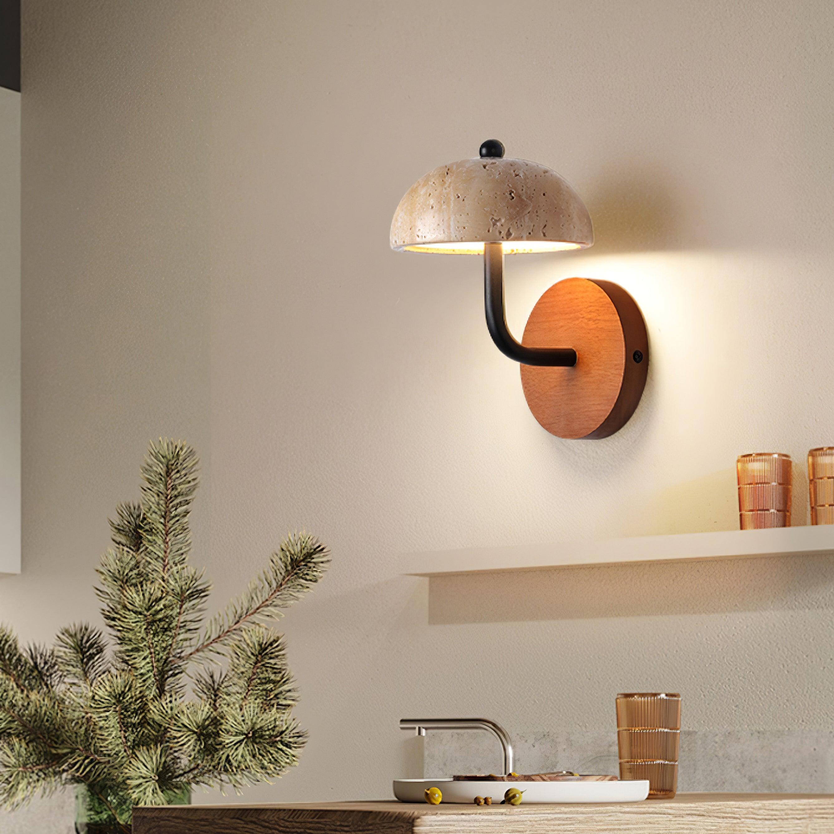 Solaro Wall Light Travertine Half-dome Shade - Letslighting