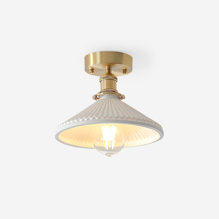 Belmont Vintage Brass & Ceramic Ceiling Light