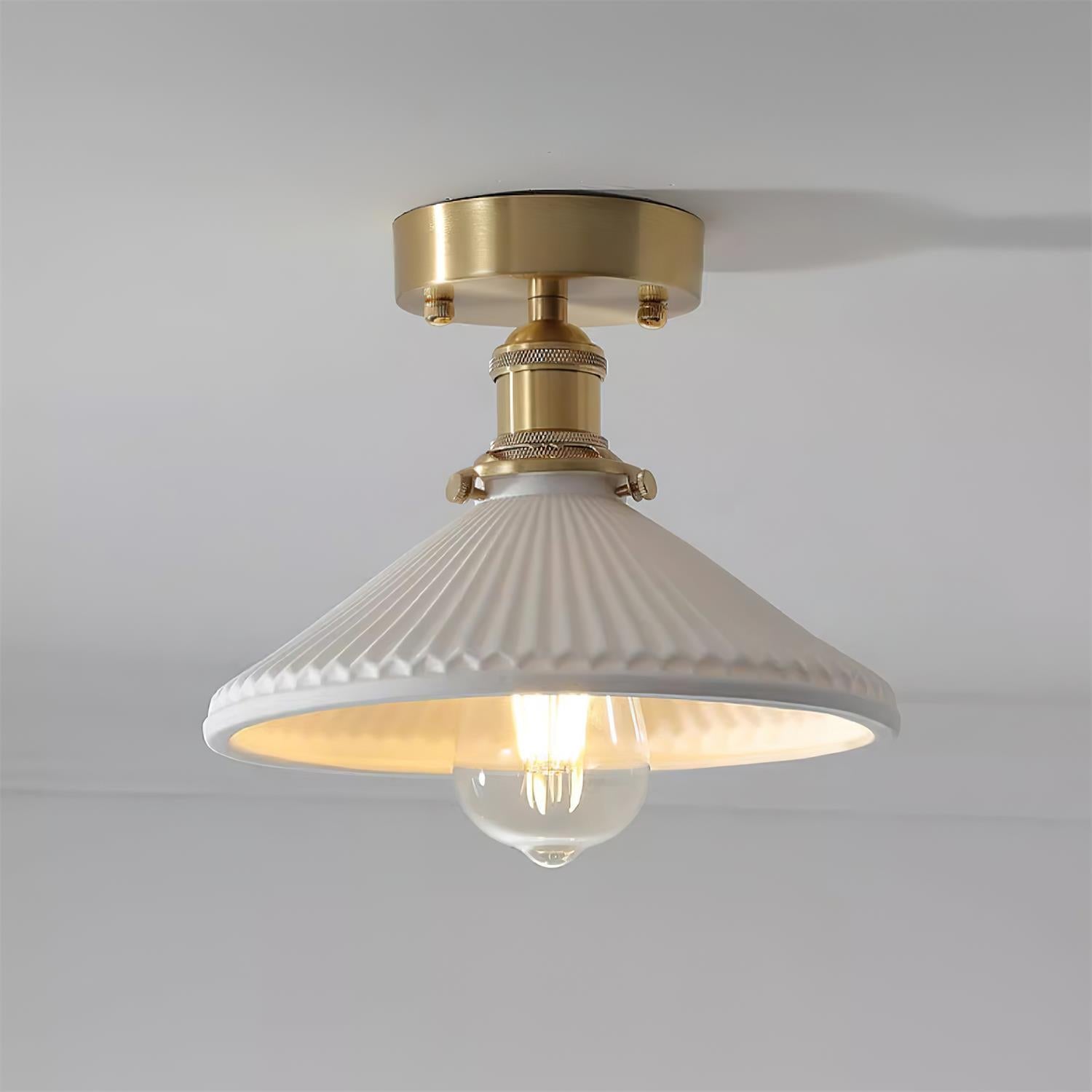 Belmont Vintage Brass & Ceramic Ceiling Light