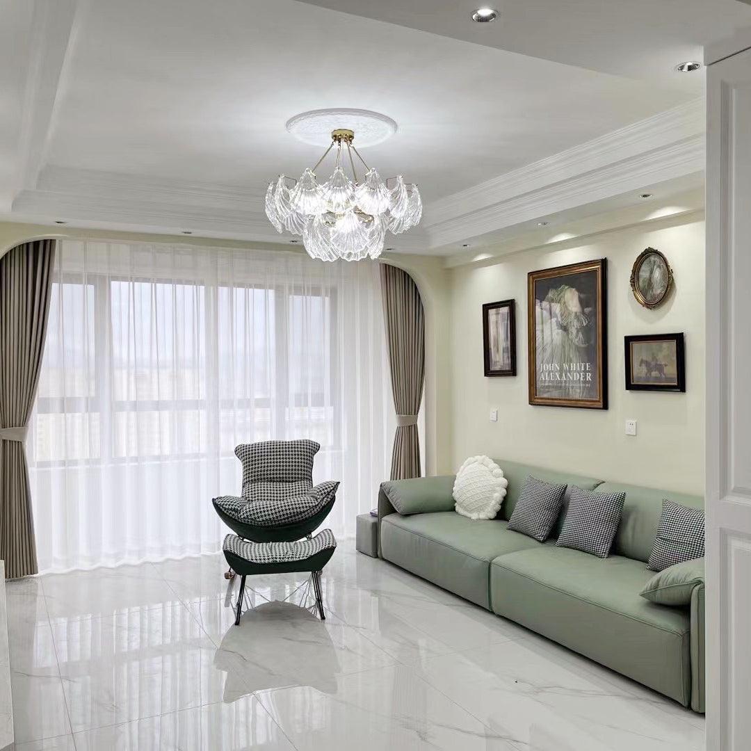 Lustra Ceiling Light Ribbed Shell Glass Gold - Letslighting