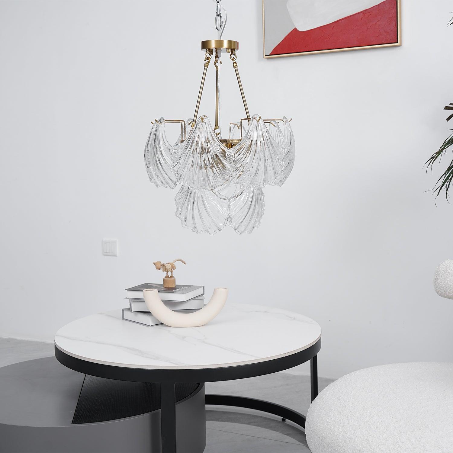 Lustra Ceiling Light Ribbed Shell Glass Gold - Letslighting