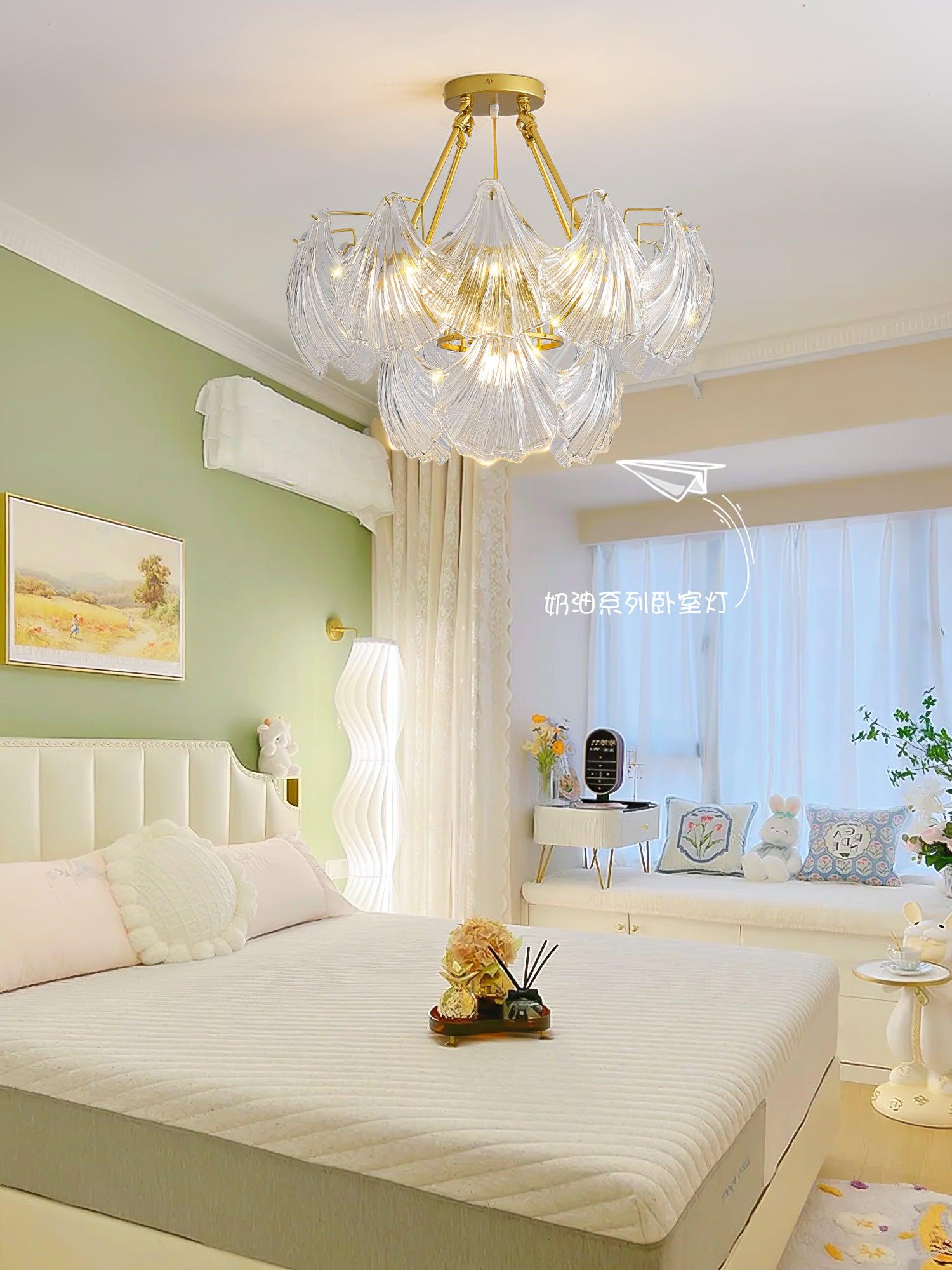 Lustra Ceiling Light Ribbed Shell Glass Gold - Letslighting