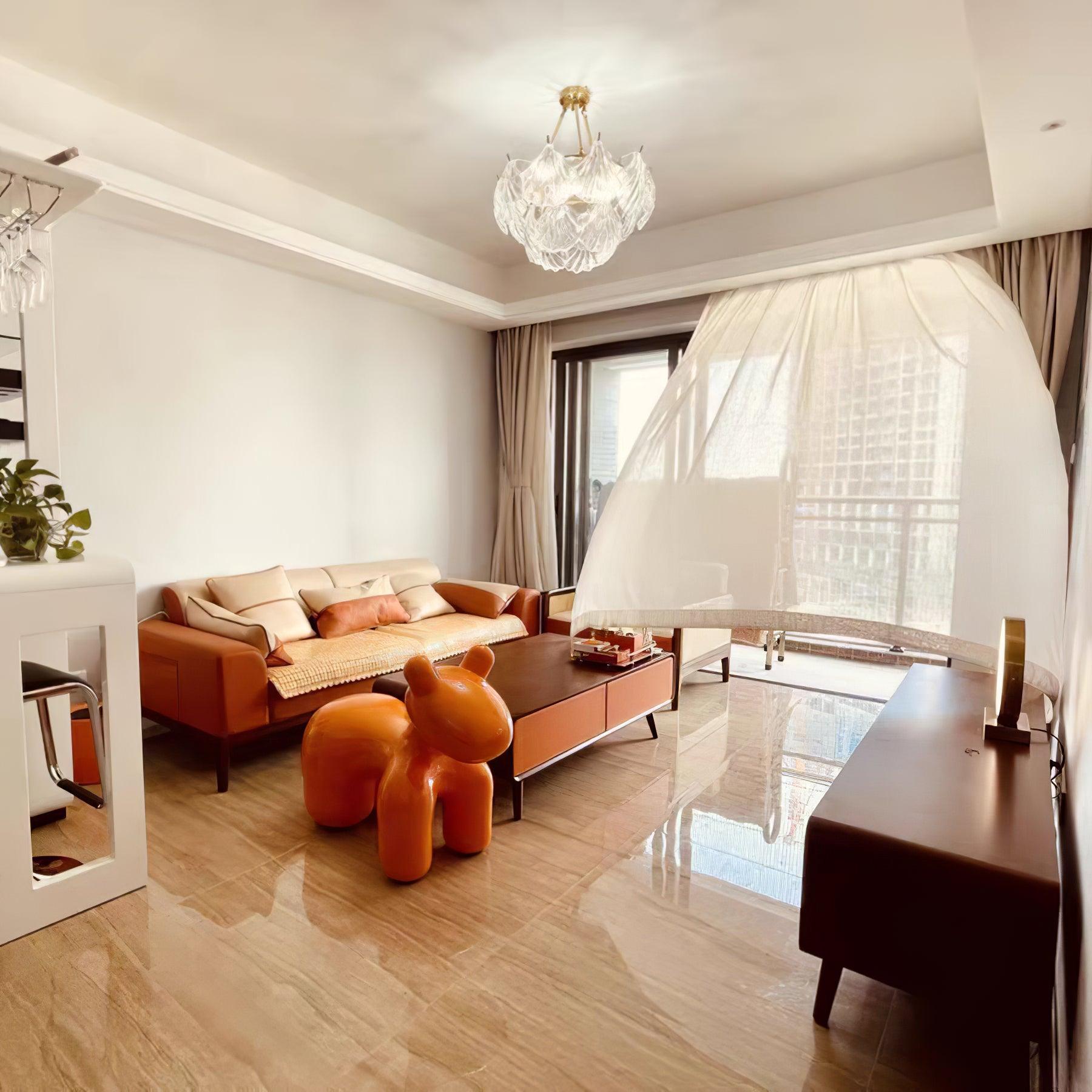 Lustra Ceiling Light Ribbed Shell Glass Gold - Letslighting