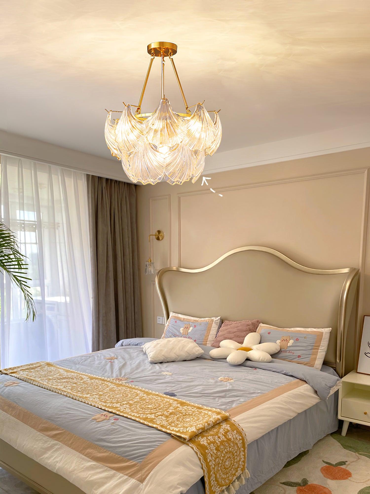 Lustra Ceiling Light Ribbed Shell Glass Gold - Letslighting