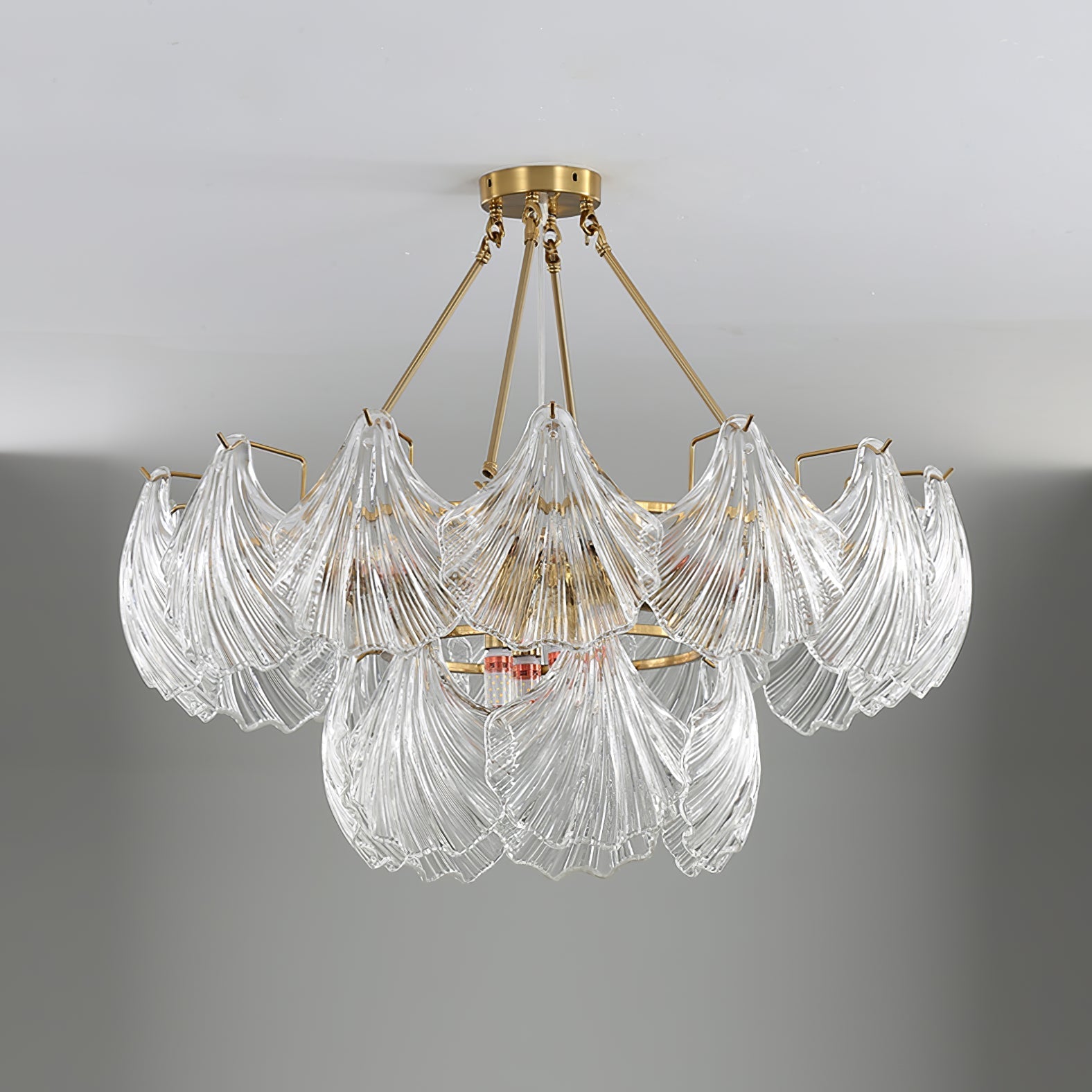 Lustra Ceiling Light Ribbed Shell Glass Gold - Letslighting