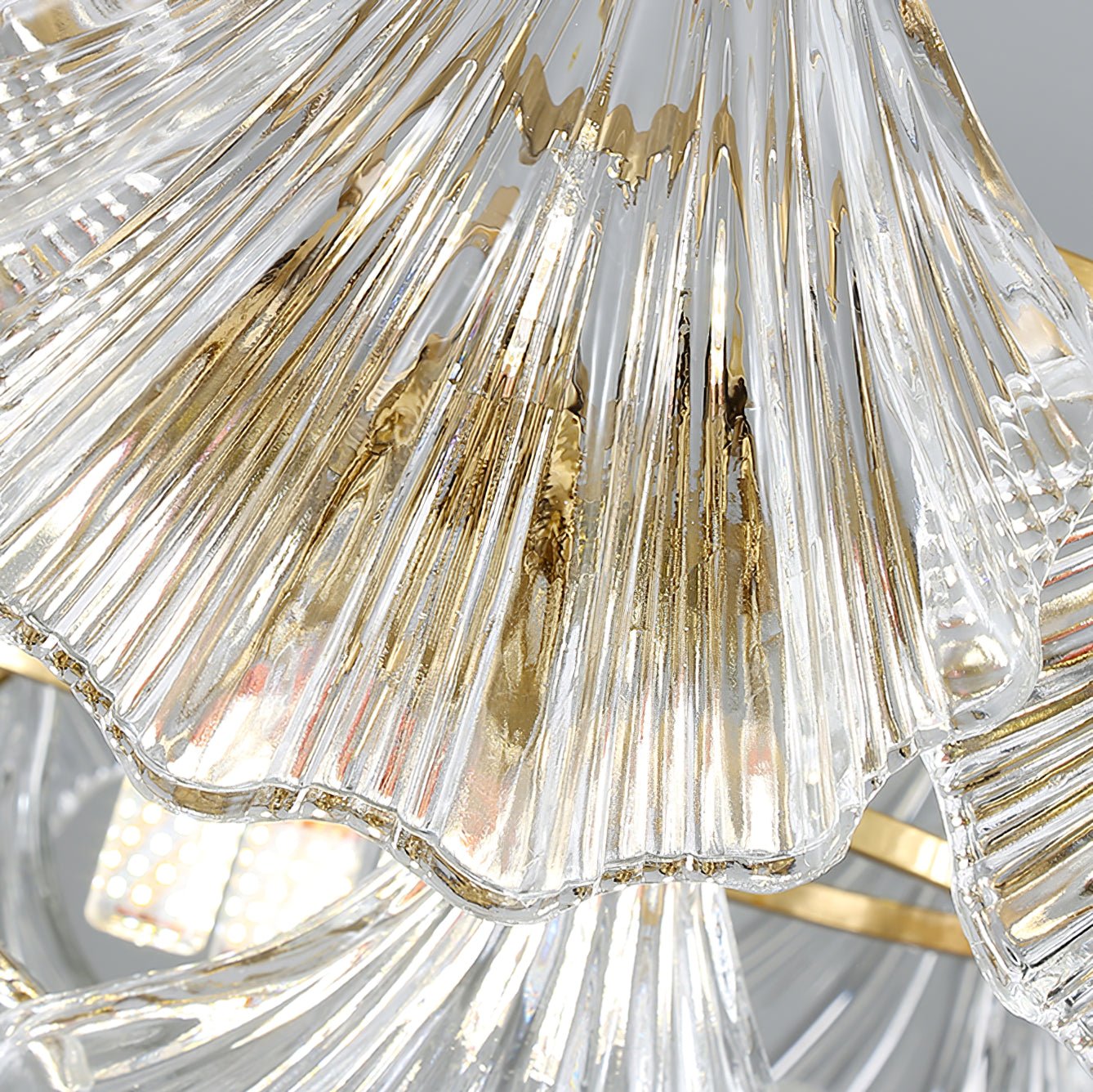 Lustra Ceiling Light Ribbed Shell Glass Gold - Letslighting