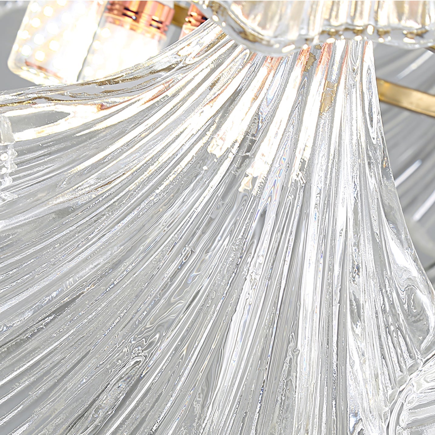 Lustra Ceiling Light Ribbed Shell Glass Gold - Letslighting