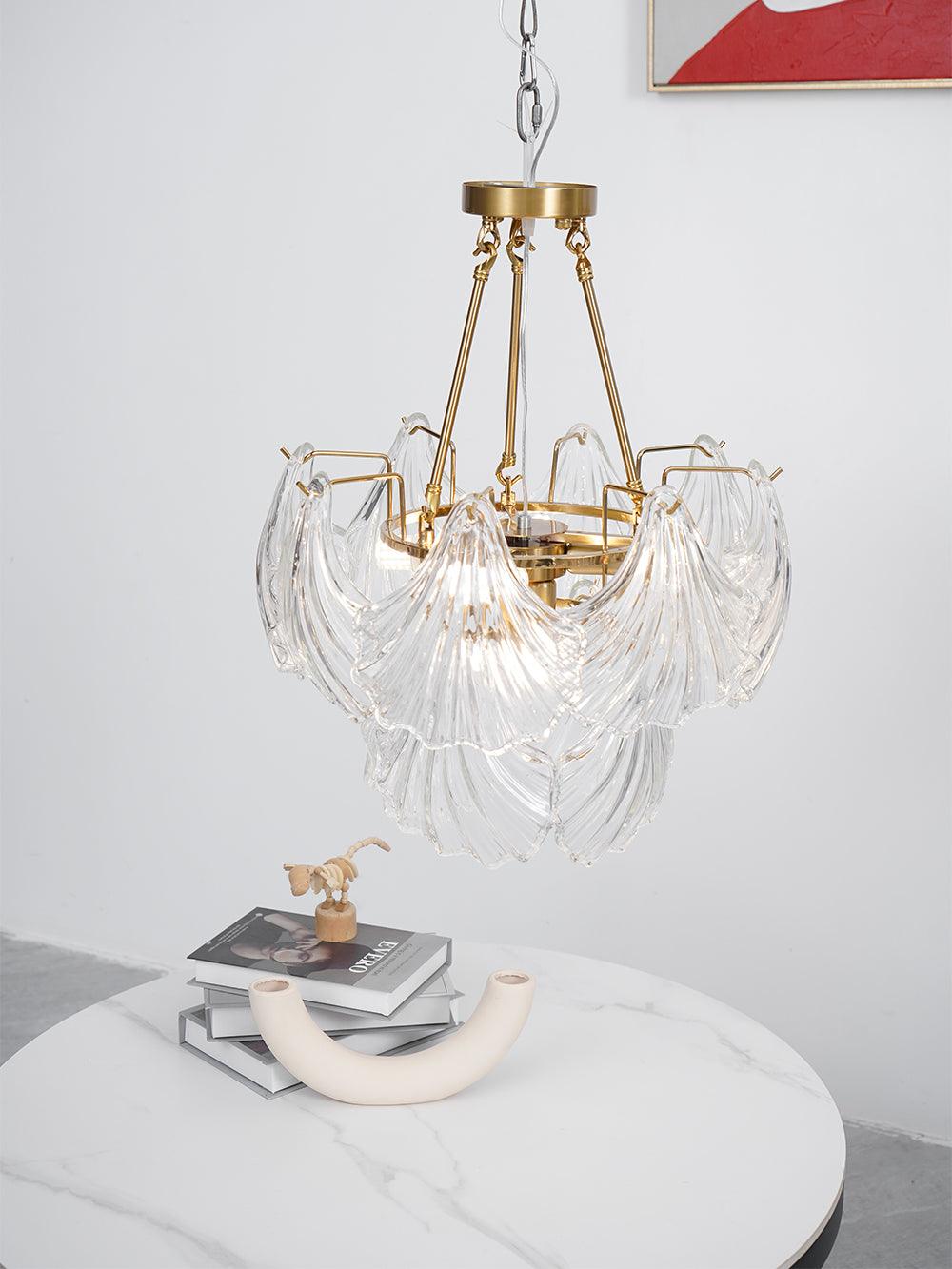 Lustra Ceiling Light Ribbed Shell Glass Gold - Letslighting