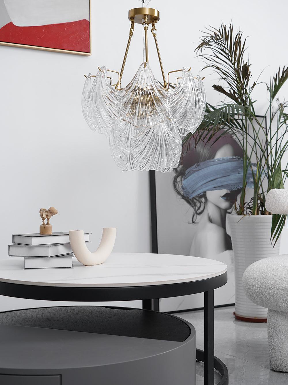 Lustra Ceiling Light Ribbed Shell Glass Gold - Letslighting