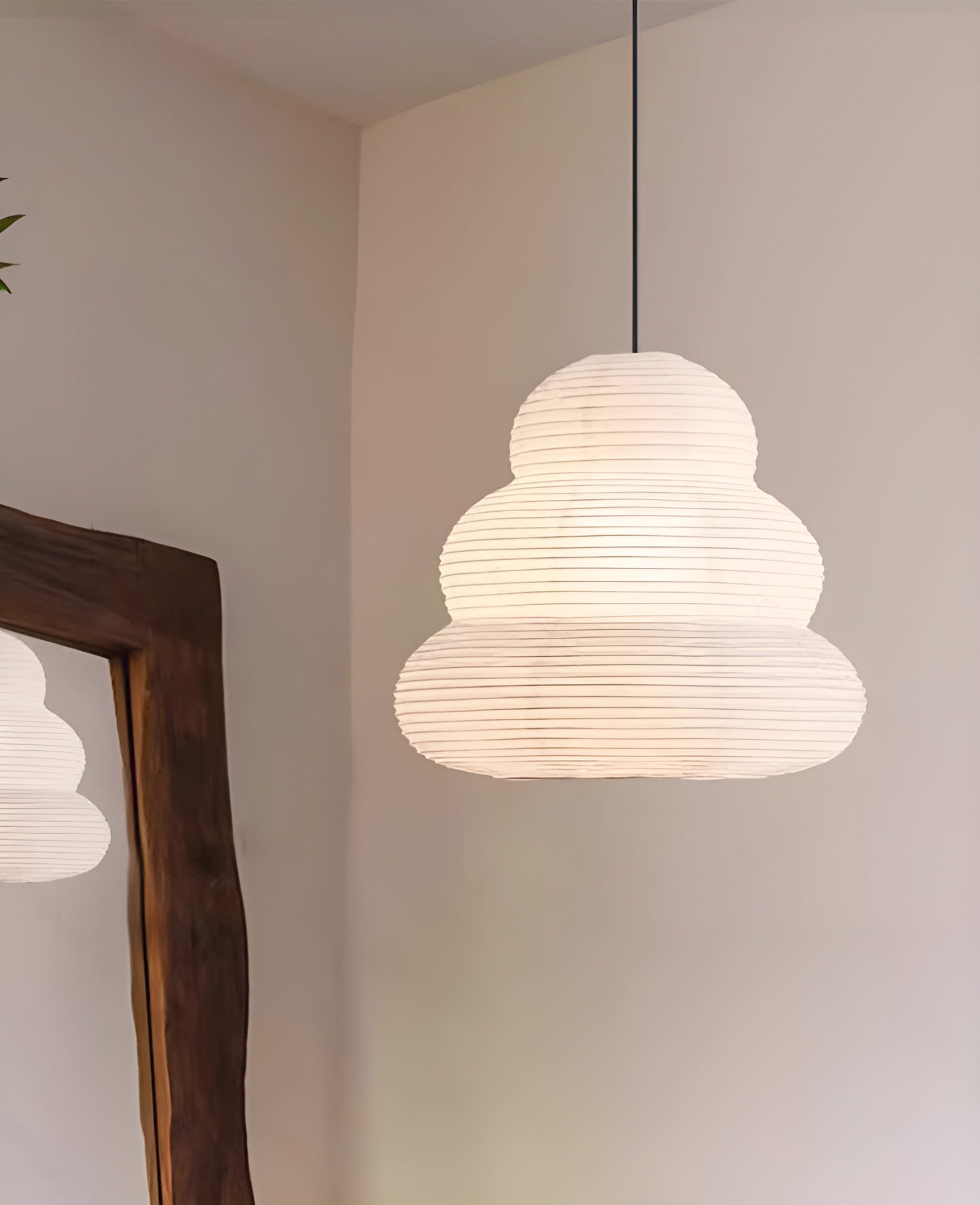 Solara Pendant Lamp Washi Paper Tiered Lantern Japanese Living Room - Letslighting