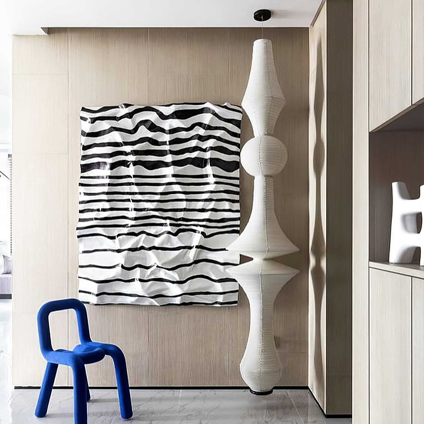 Ritta Sculptural Paper Vertical Pendant Light