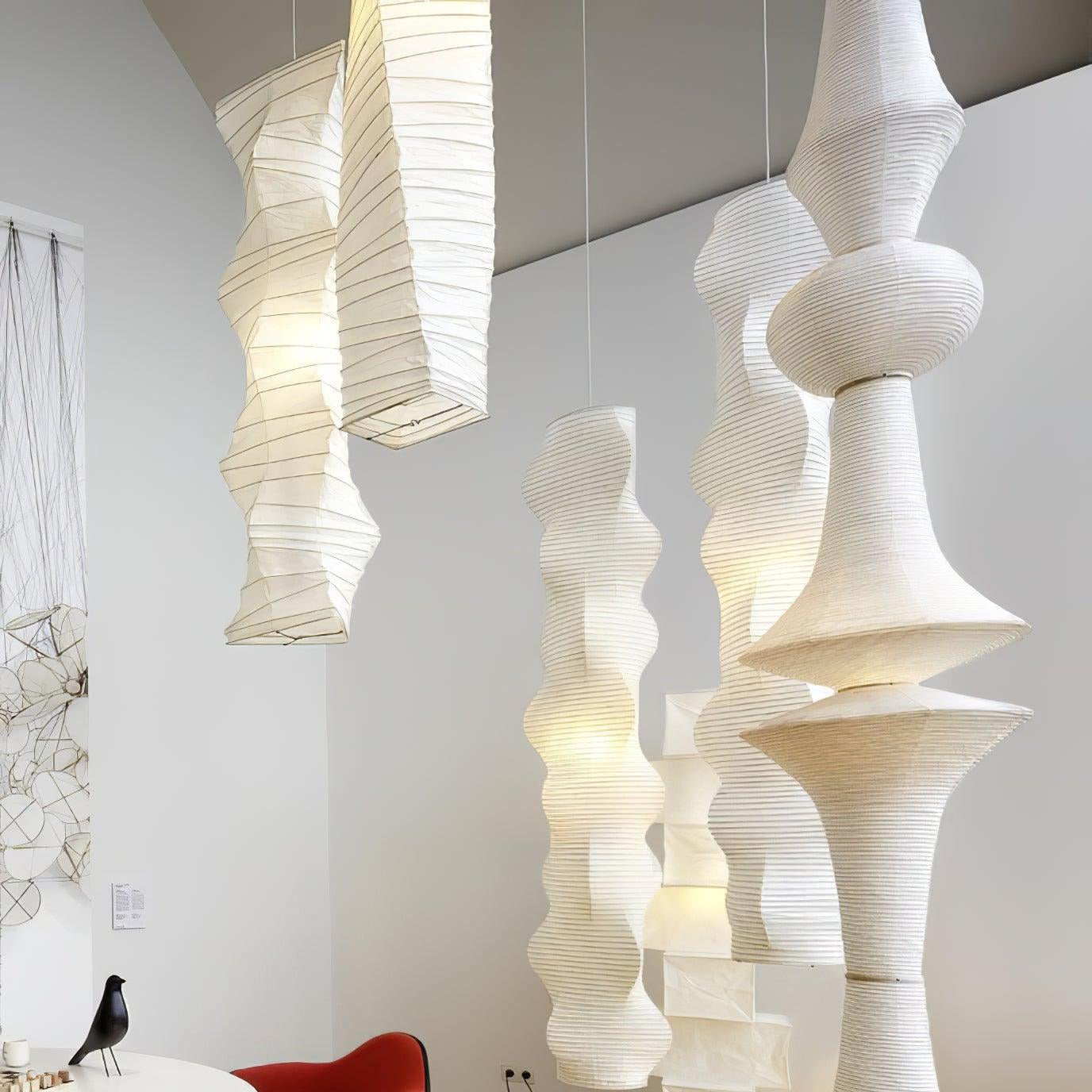Ritta Sculptural Paper Vertical Pendant Light