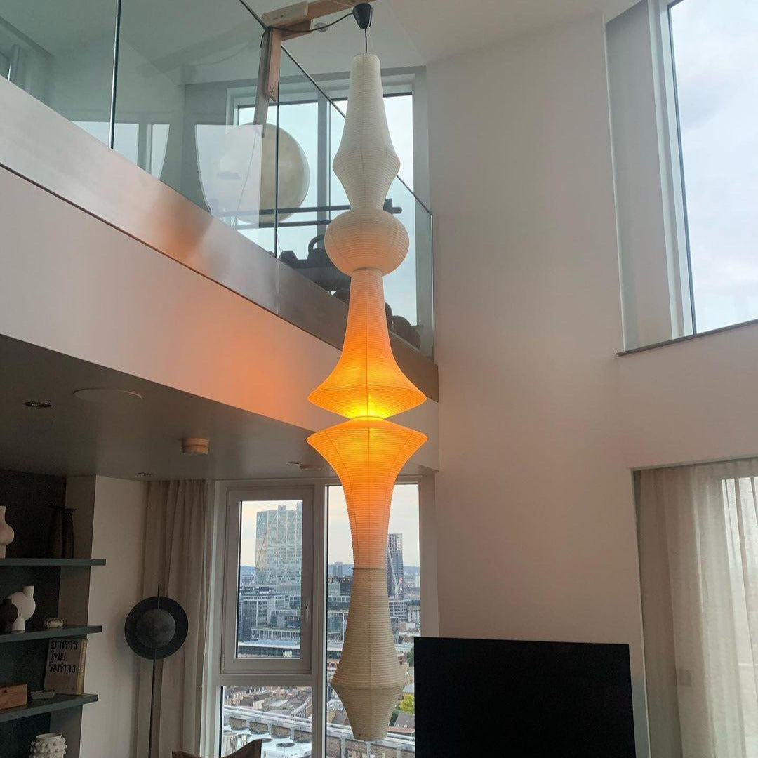 Ritta Sculptural Paper Vertical Pendant Light