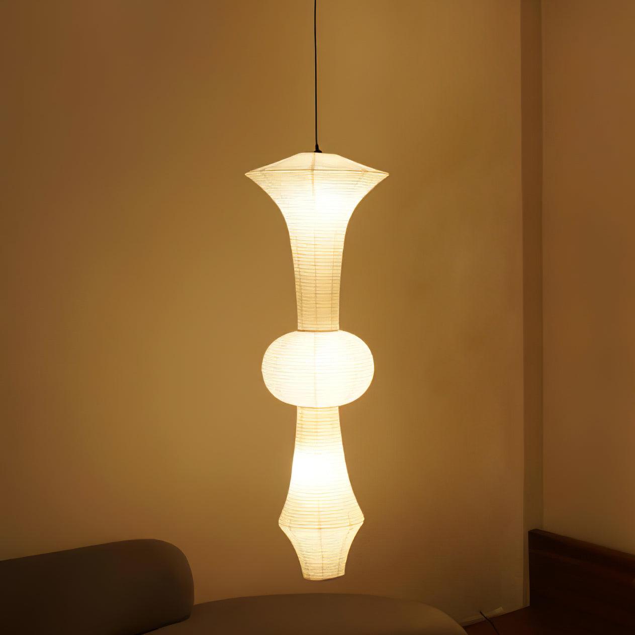 Ritta Sculptural Paper Vertical Pendant Light
