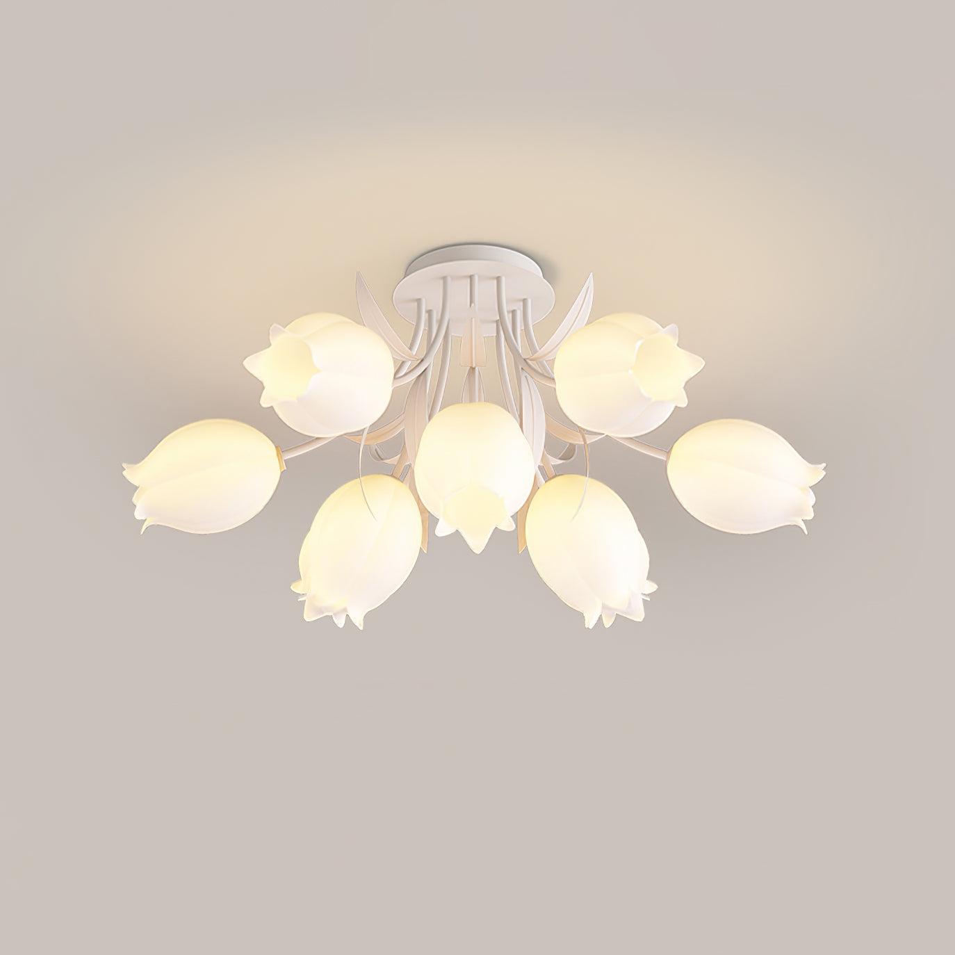 Lustra Ceiling Light Lily Flower Blossom Green Base - Letslighting