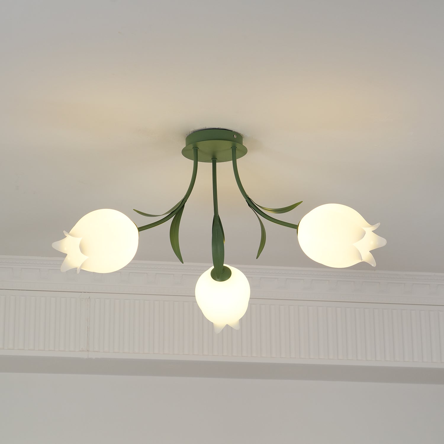 Lustra Ceiling Light Lily Flower Blossom Green Base - Letslighting