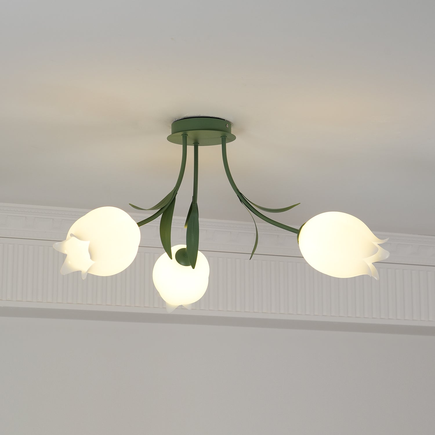 Lustra Ceiling Light Lily Flower Blossom Green Base - Letslighting
