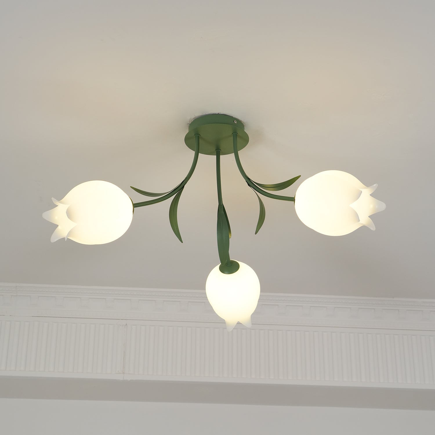 Lustra Ceiling Light Lily Flower Blossom Green Base - Letslighting
