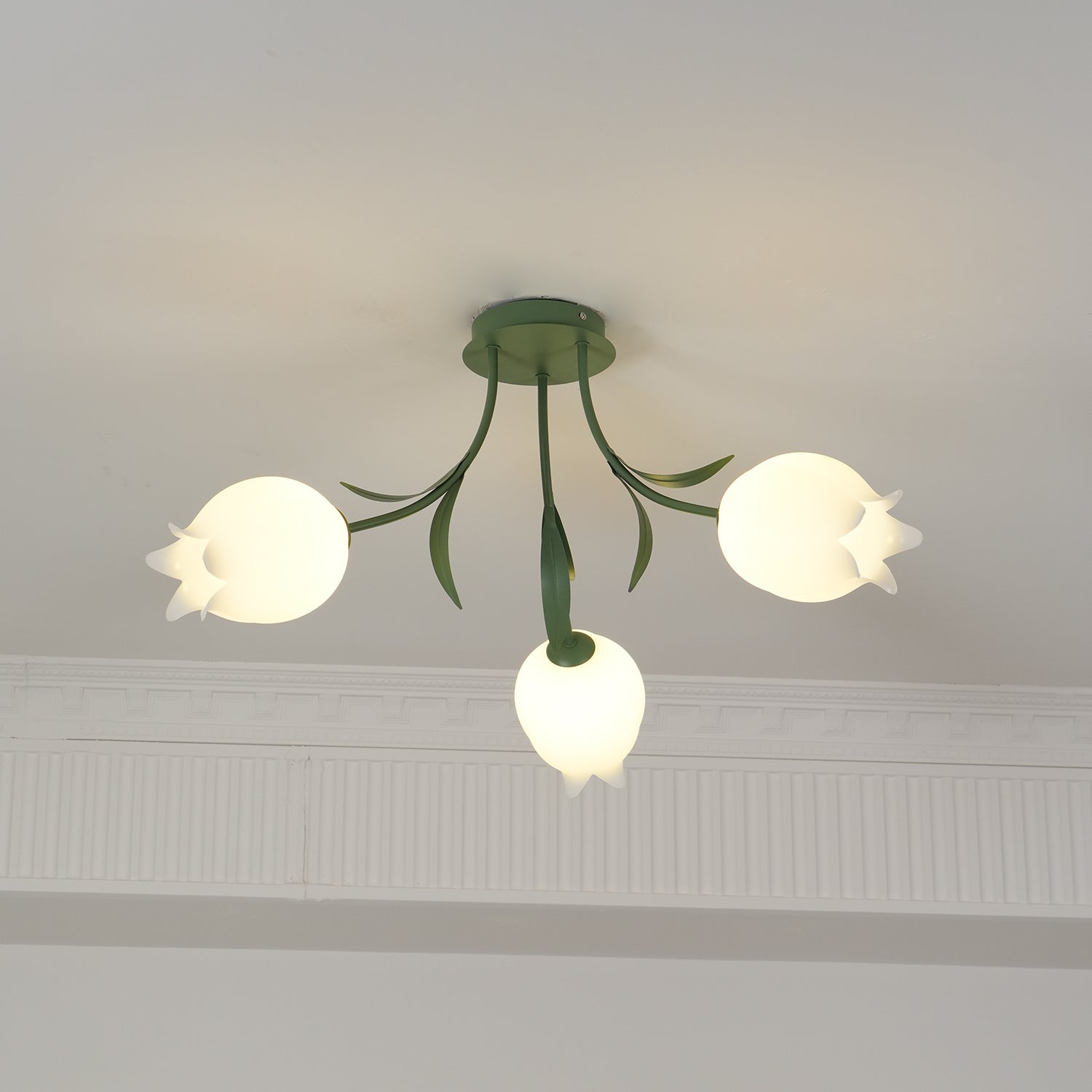 Lustra Ceiling Light Lily Flower Blossom Green Base - Letslighting