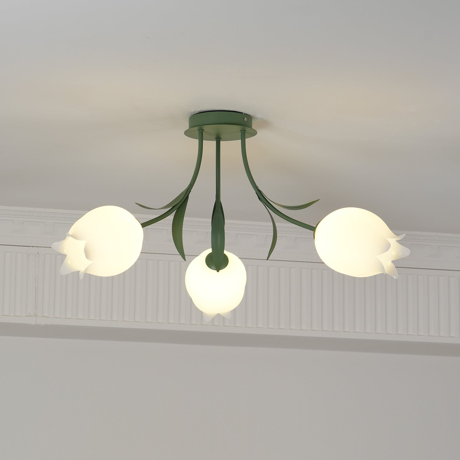 Lustra Ceiling Light Lily Flower Blossom Green Base - Letslighting