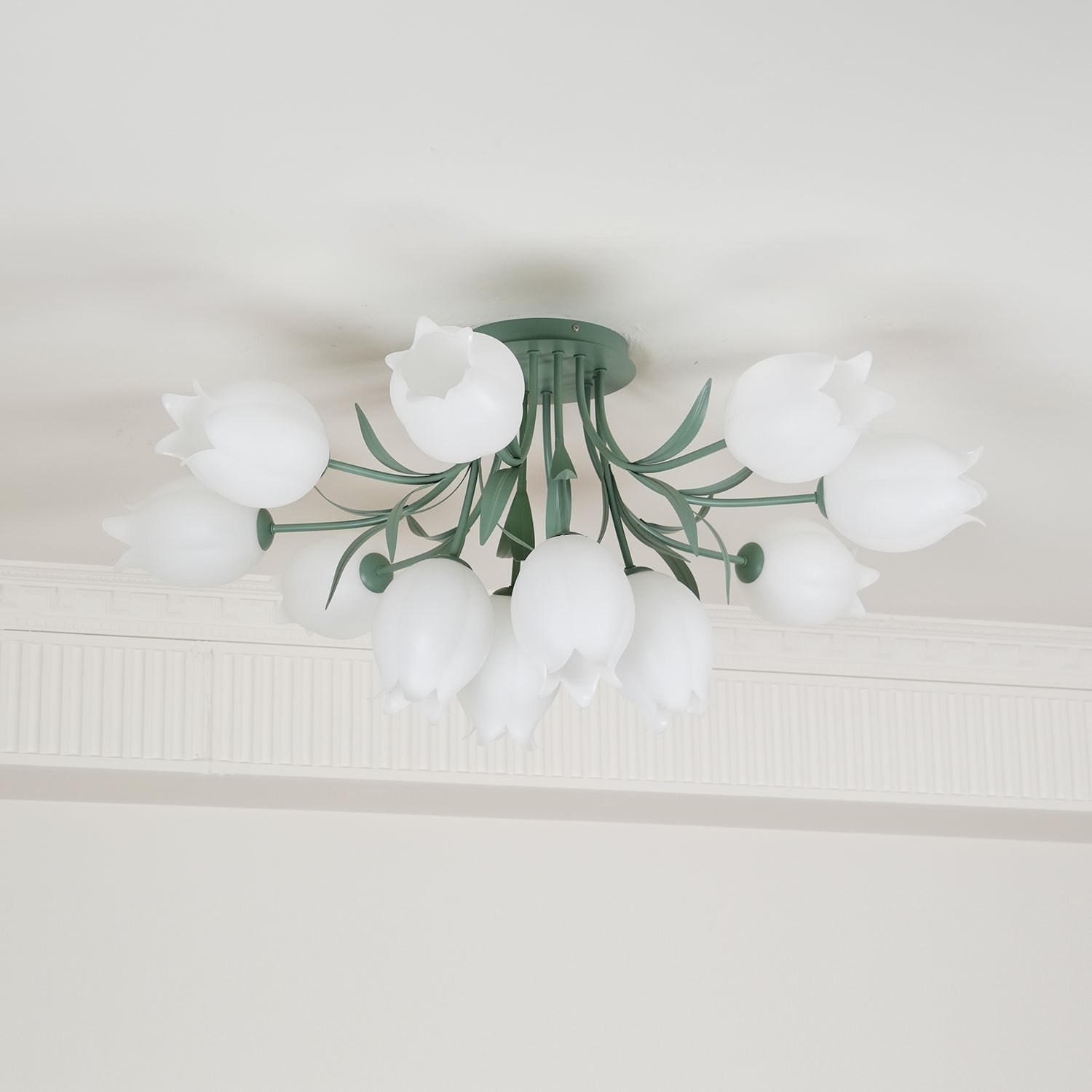 Lustra Ceiling Light Lily Flower Blossom Green Base - Letslighting