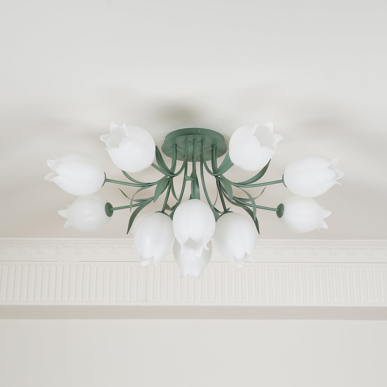 Lustra Ceiling Light Lily Flower Blossom Green Base - Letslighting