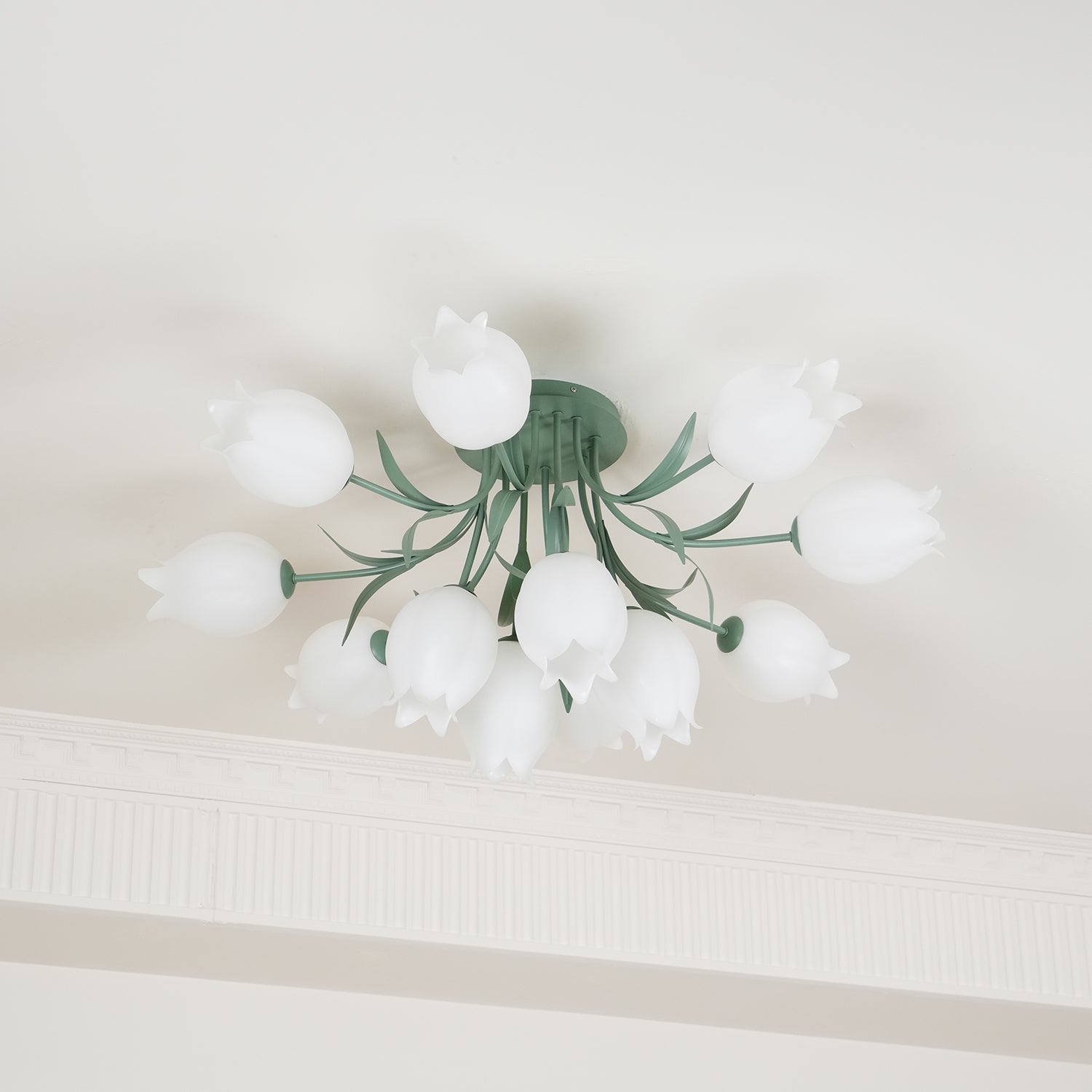 Lustra Ceiling Light Lily Flower Blossom Green Base - Letslighting