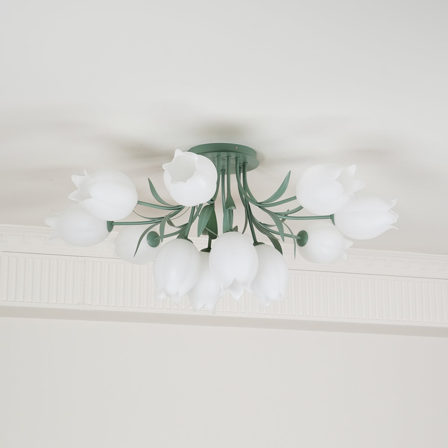 Lustra Ceiling Light Lily Flower Blossom Green Base - Letslighting