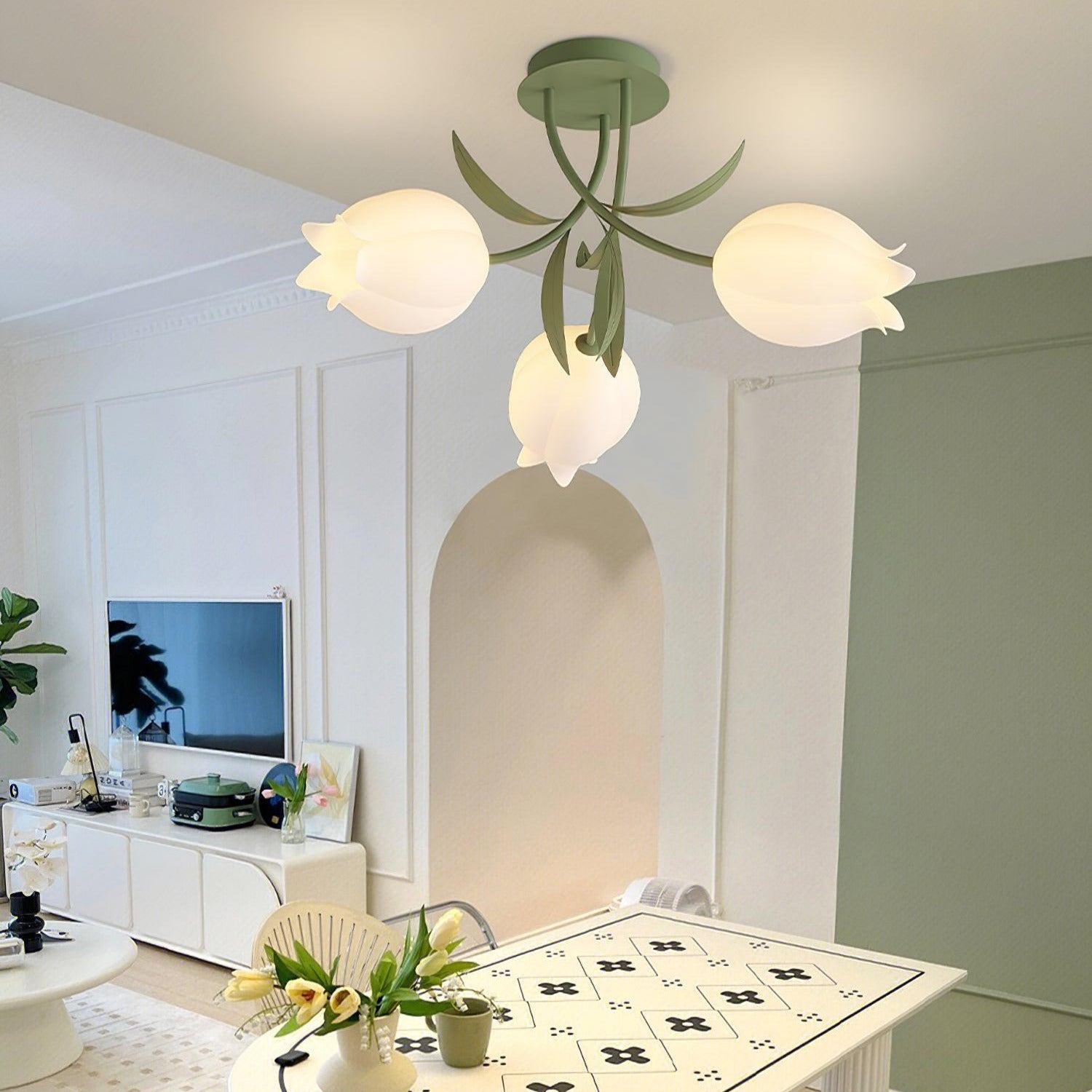 Aira Natural Flower Flush Mount Ceiling Light