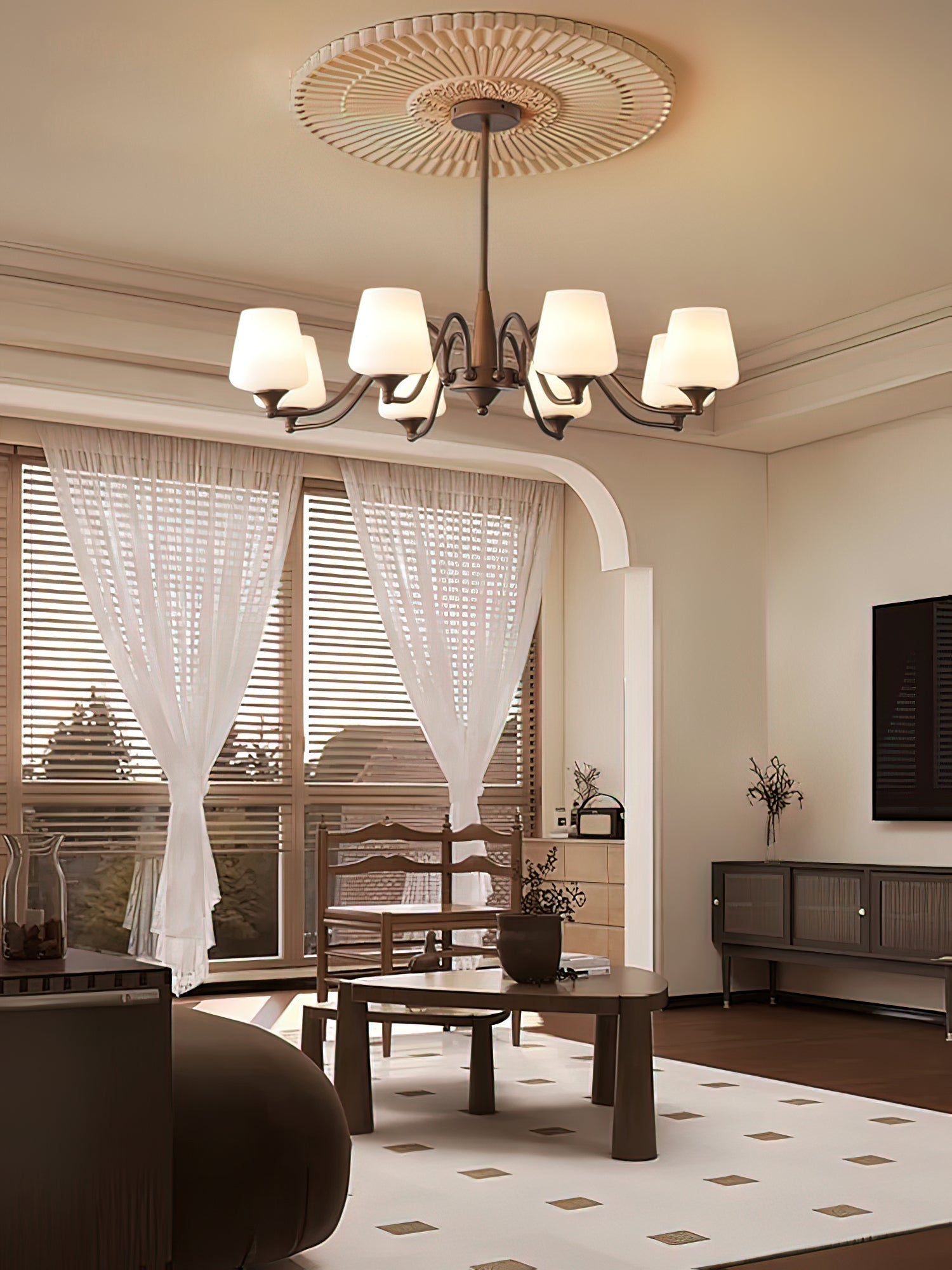 Aurora Chandelier Frosted Glass Shades - Letslighting