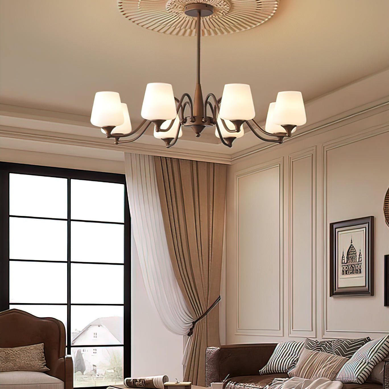 Aurora Chandelier Frosted Glass Shades - Letslighting